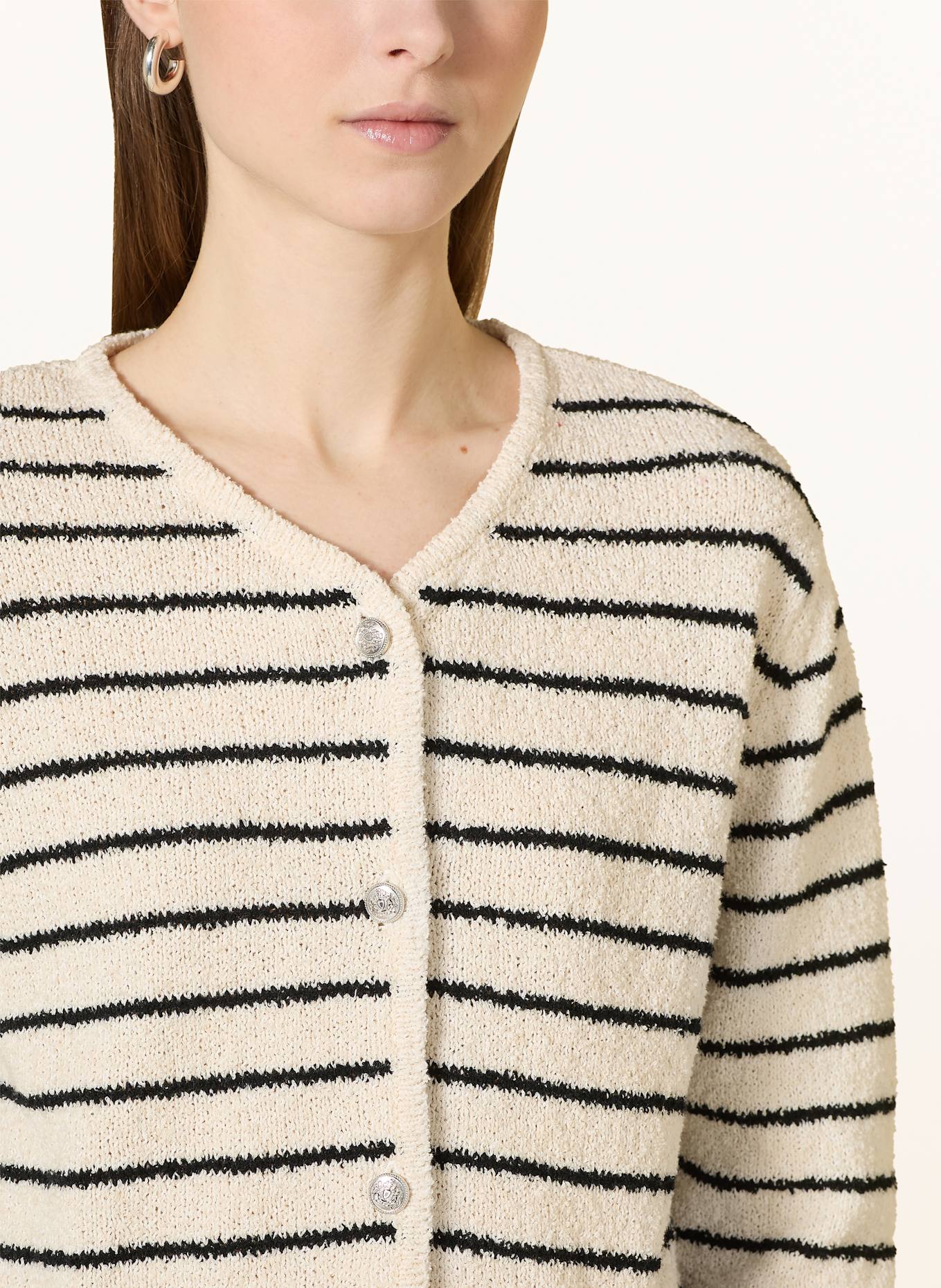 MORE & MORE Strickjacke: CREME / SCHWARZ