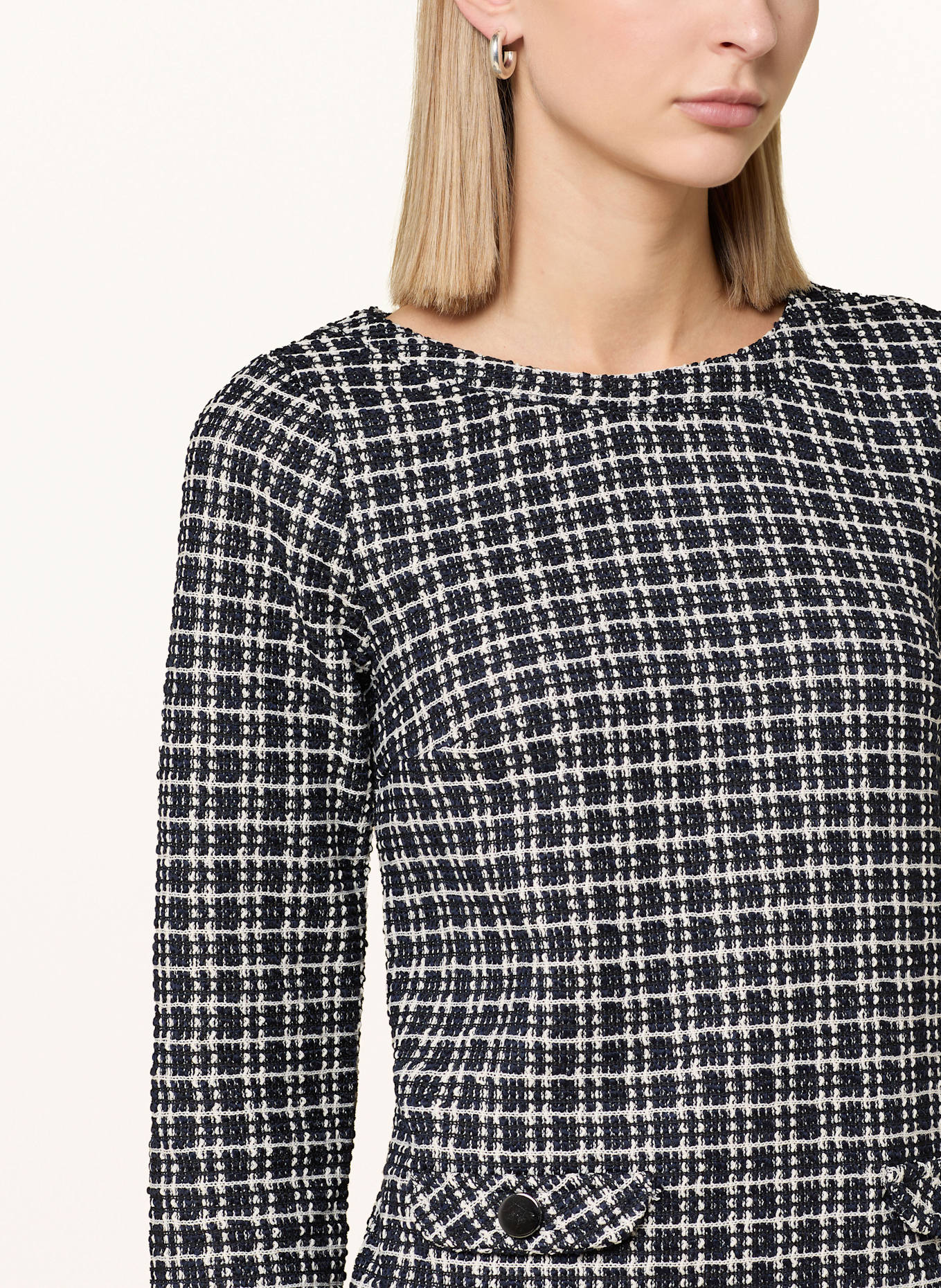 MORE & MORE Etuikleid mit 3/4-Arm: DUNKELBLAU/ WEISS