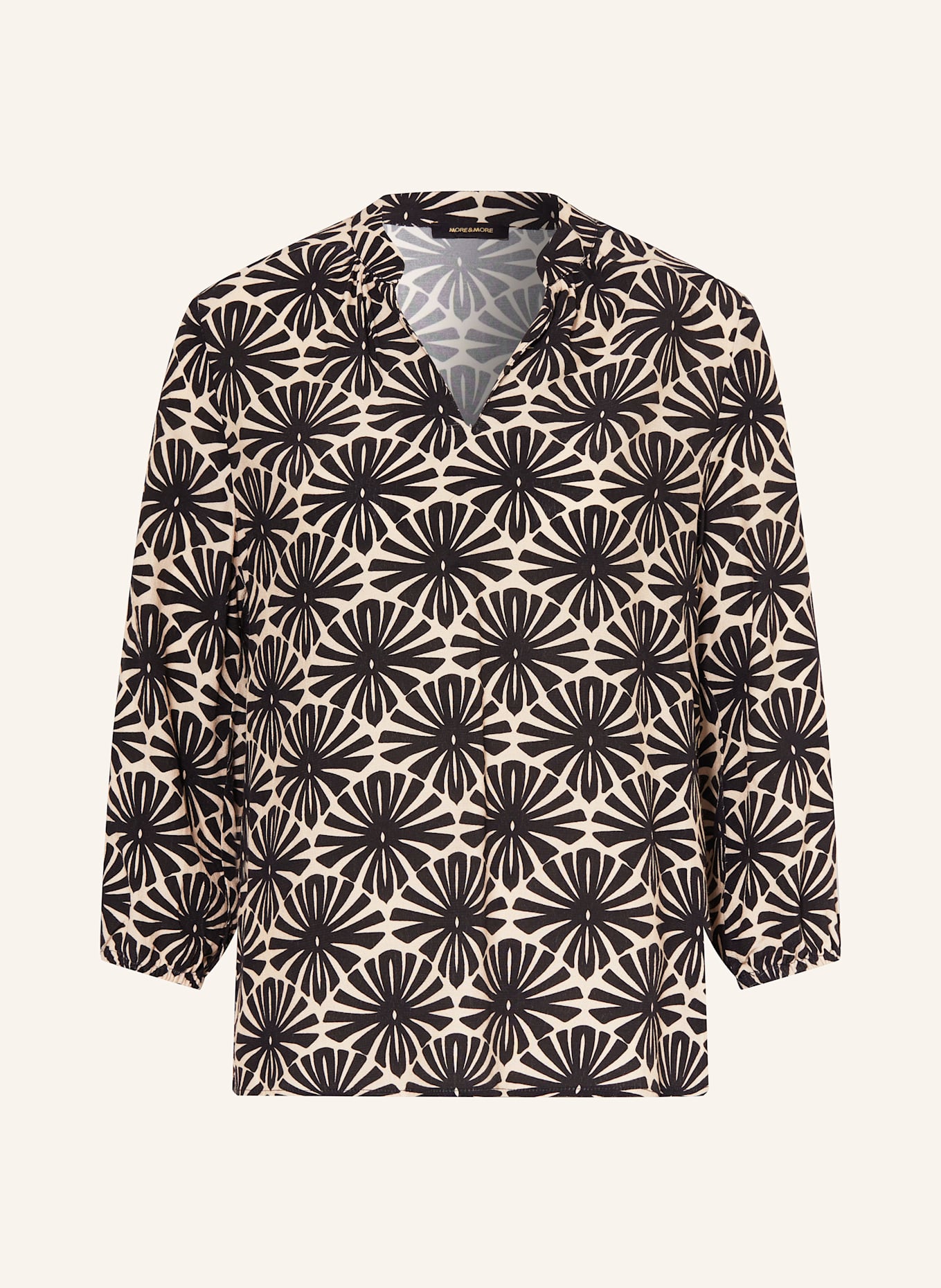 MORE & MORE blouse: BEIGE / ZWART