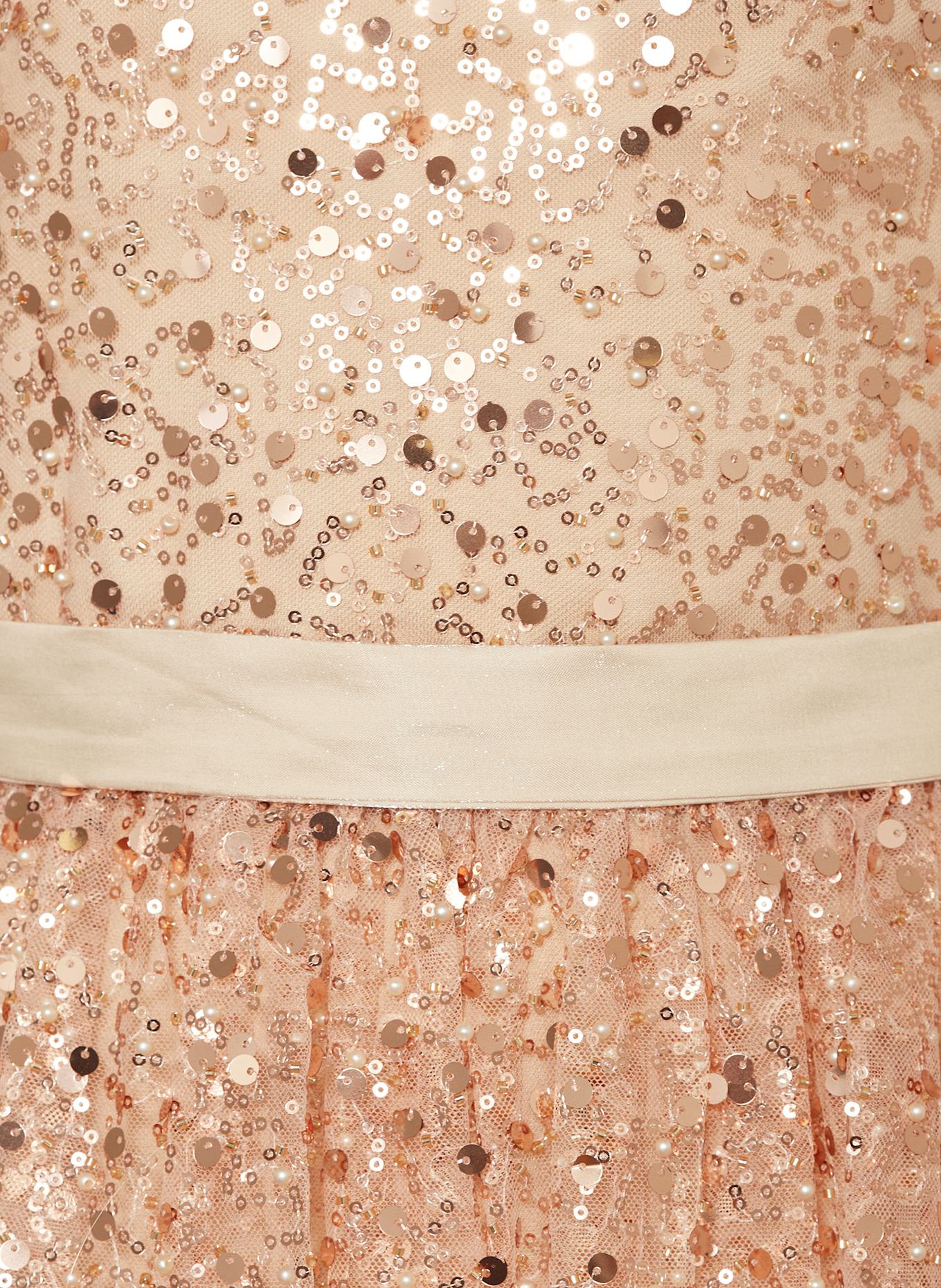 GUESS Koktejlové šaty CEREMONY ze síťoviny: TMAVĚ ORANŽOVÁ