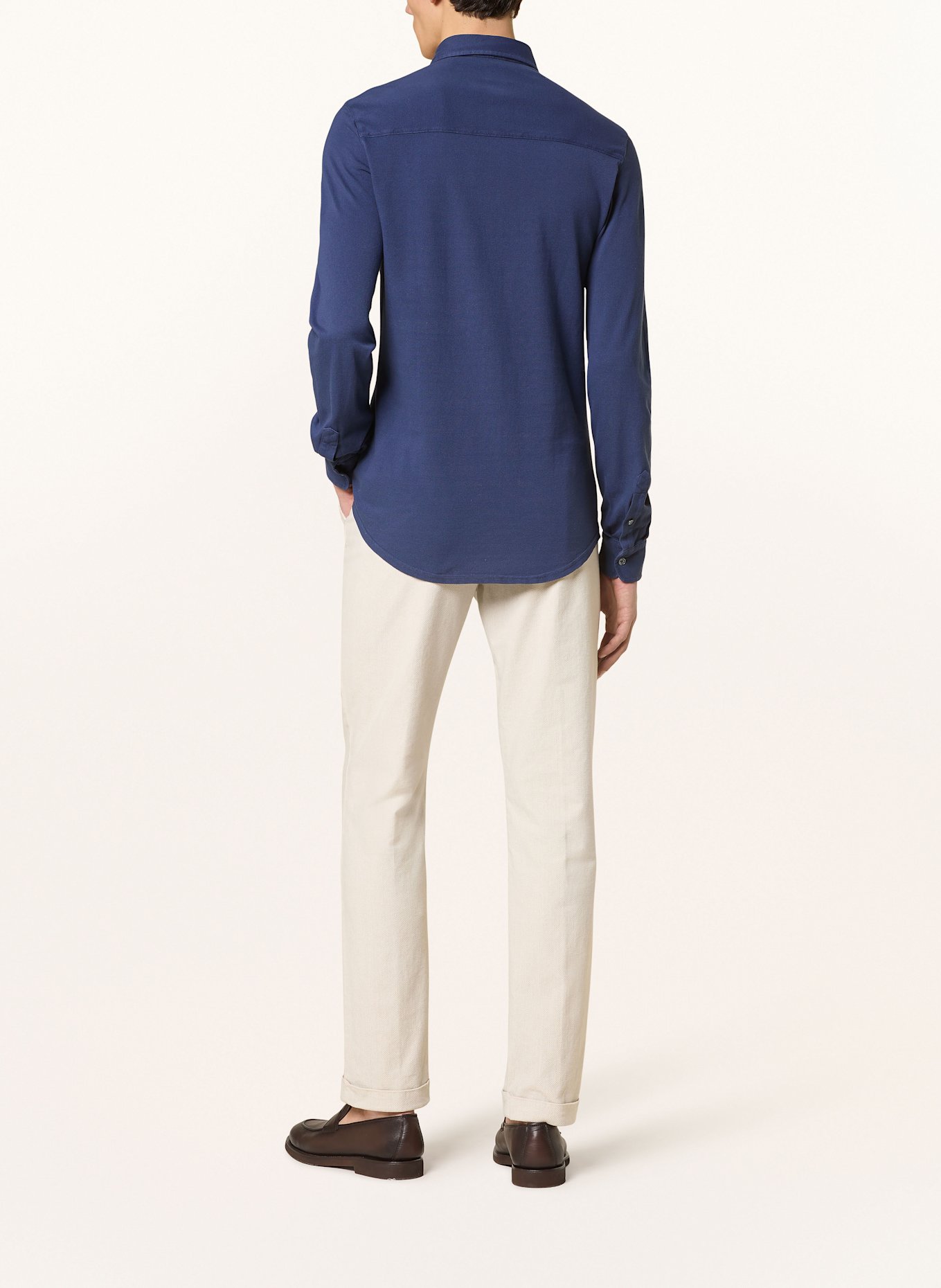 FEDELI Piqué-Hemd Custom Fit: DUNKELBLAU