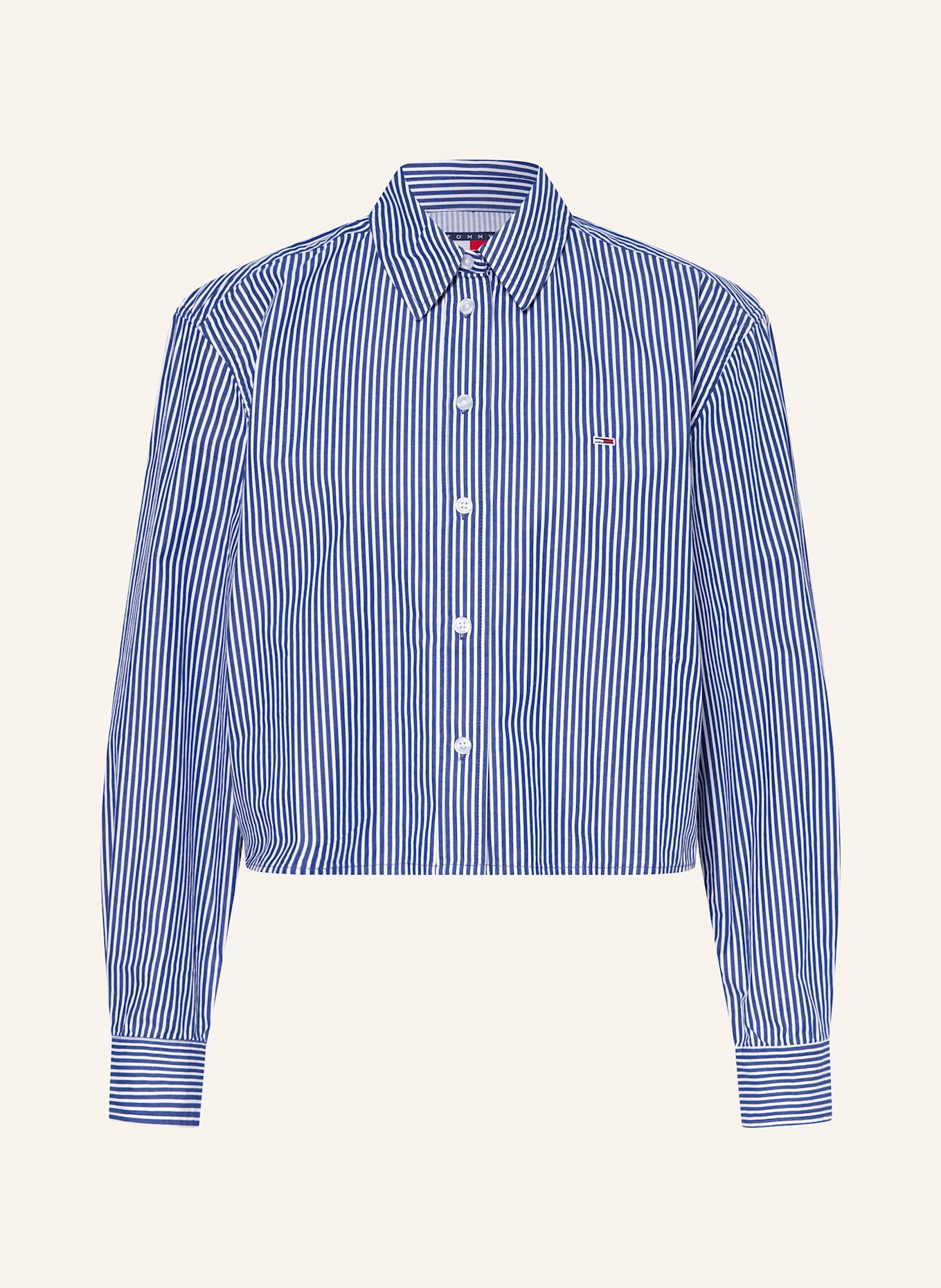 TOMMY JEANS Hemdbluse: DUNKELBLAU / WEISS