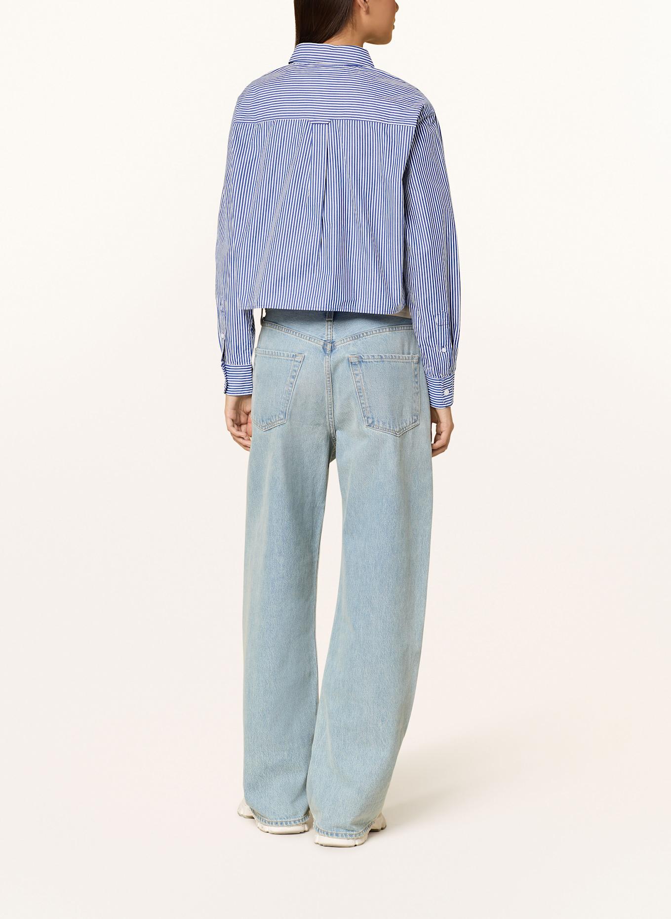 TOMMY JEANS Hemdbluse: DUNKELBLAU / WEISS