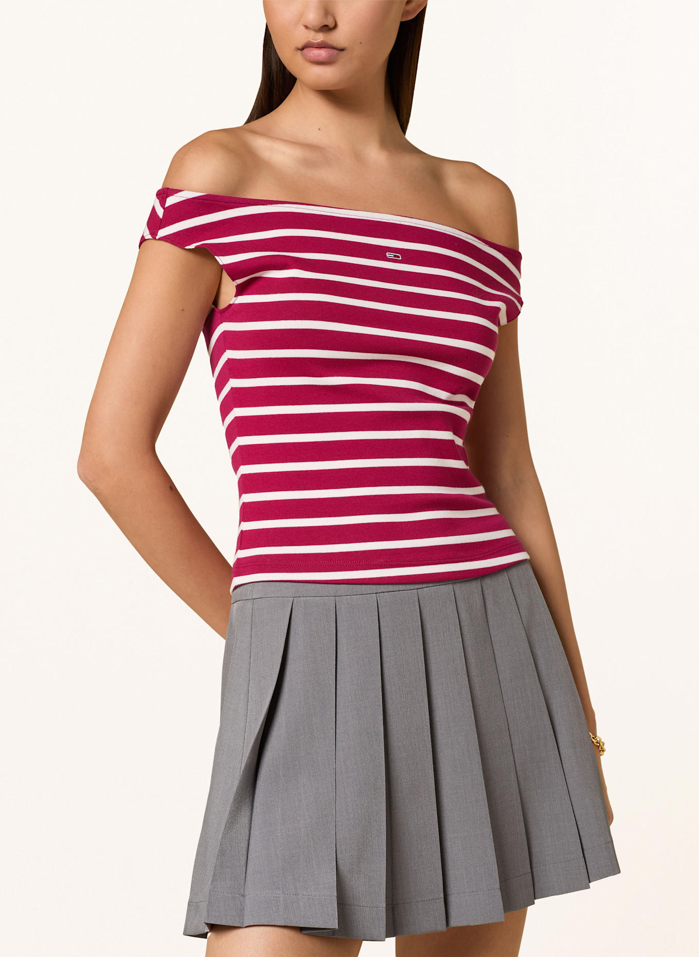 TOMMY JEANS Top: DUNKELROT/ WEISS