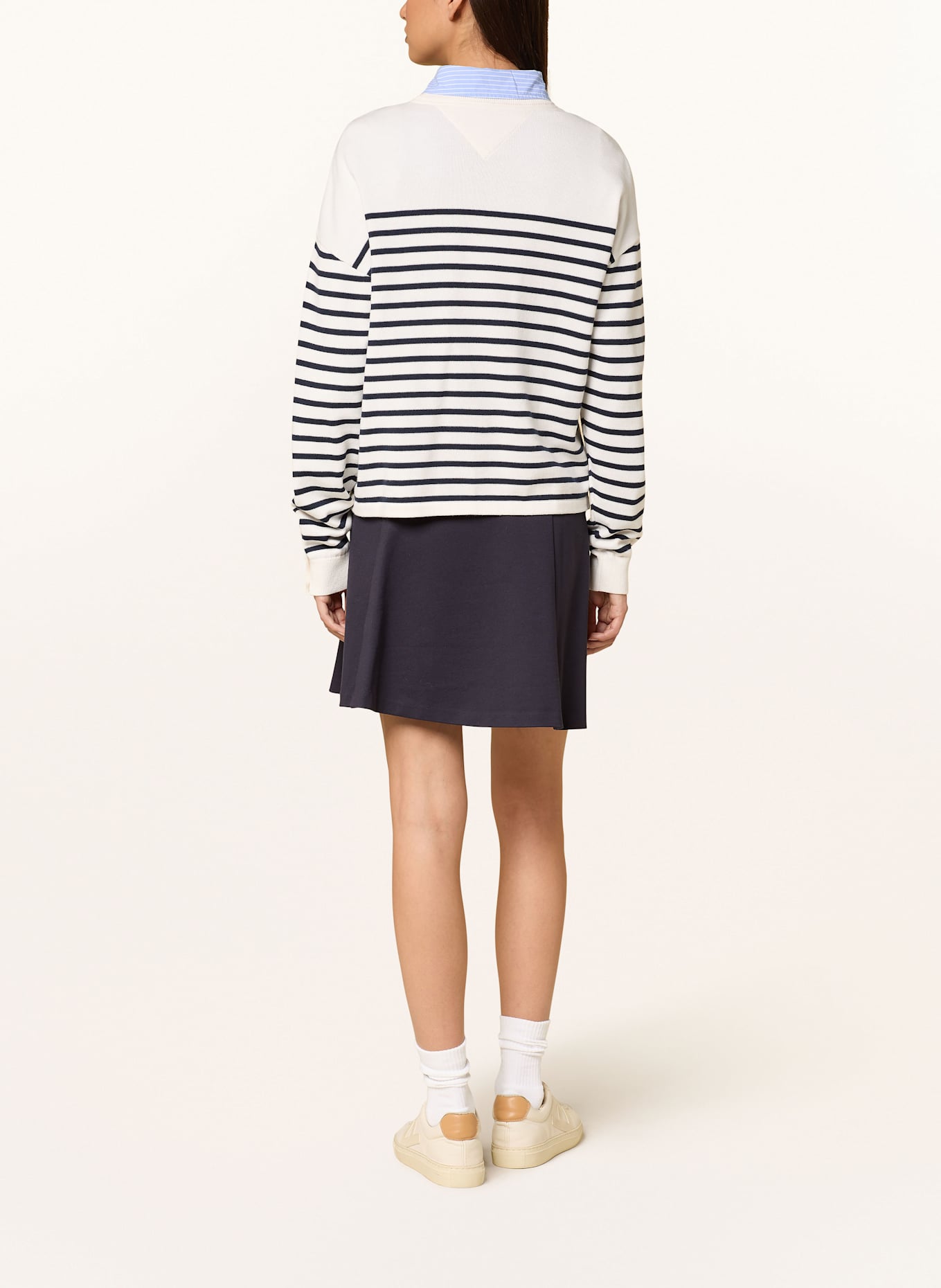 TOMMY JEANS Pullover: WEISS / DUNKELBLAU