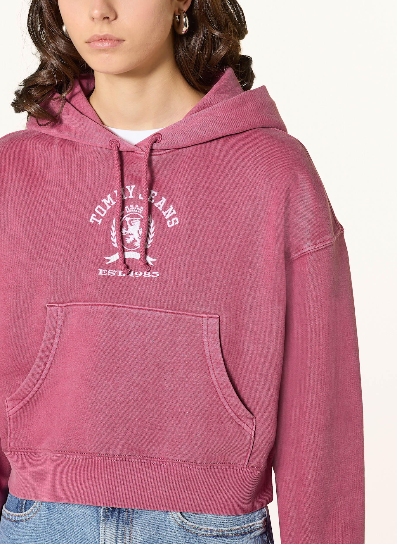 TOMMY JEANS Cropped hoodie: FUCHSIA