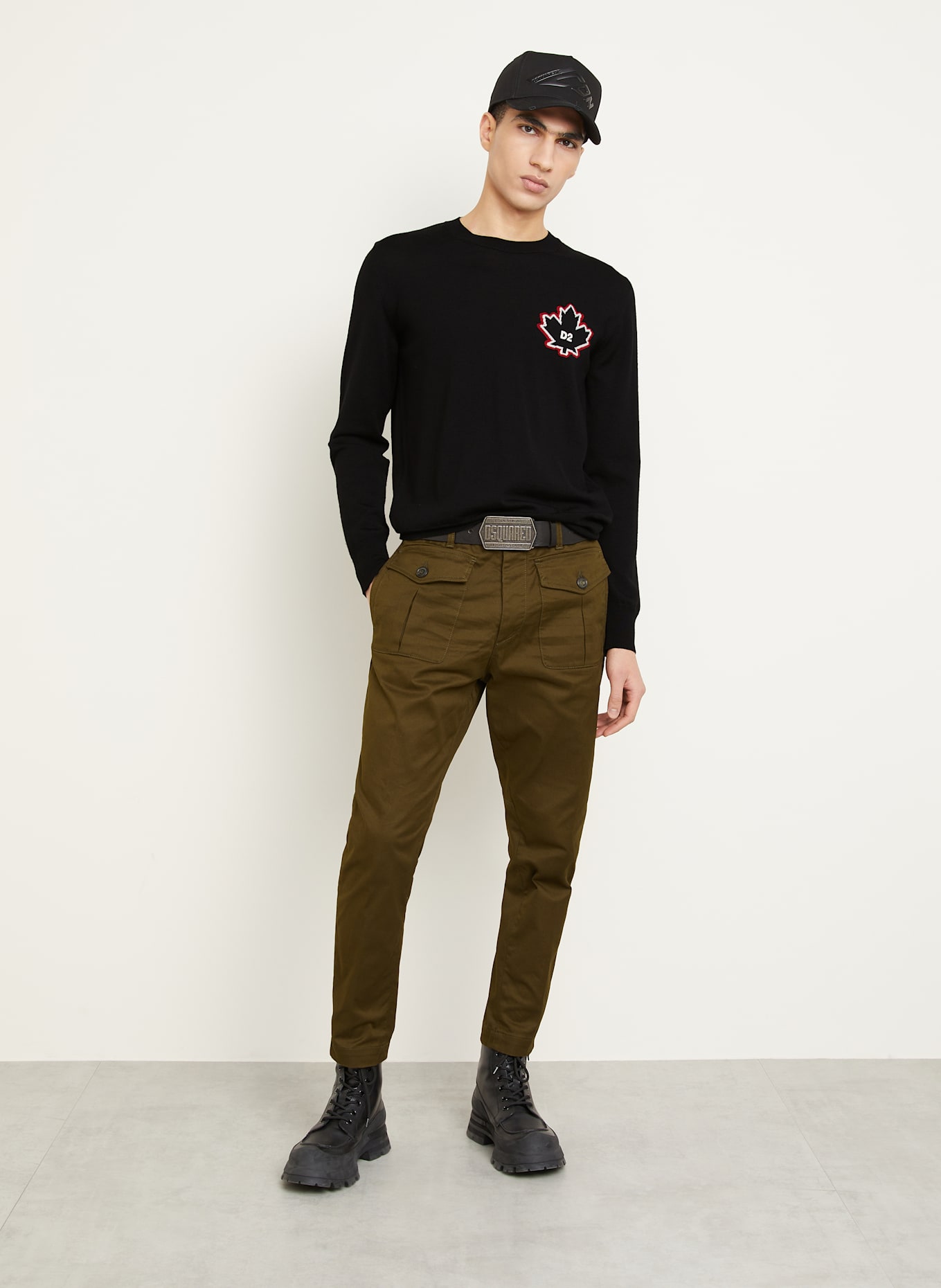 DSQUARED2 Pullover D2 LEAF: SCHWARZ