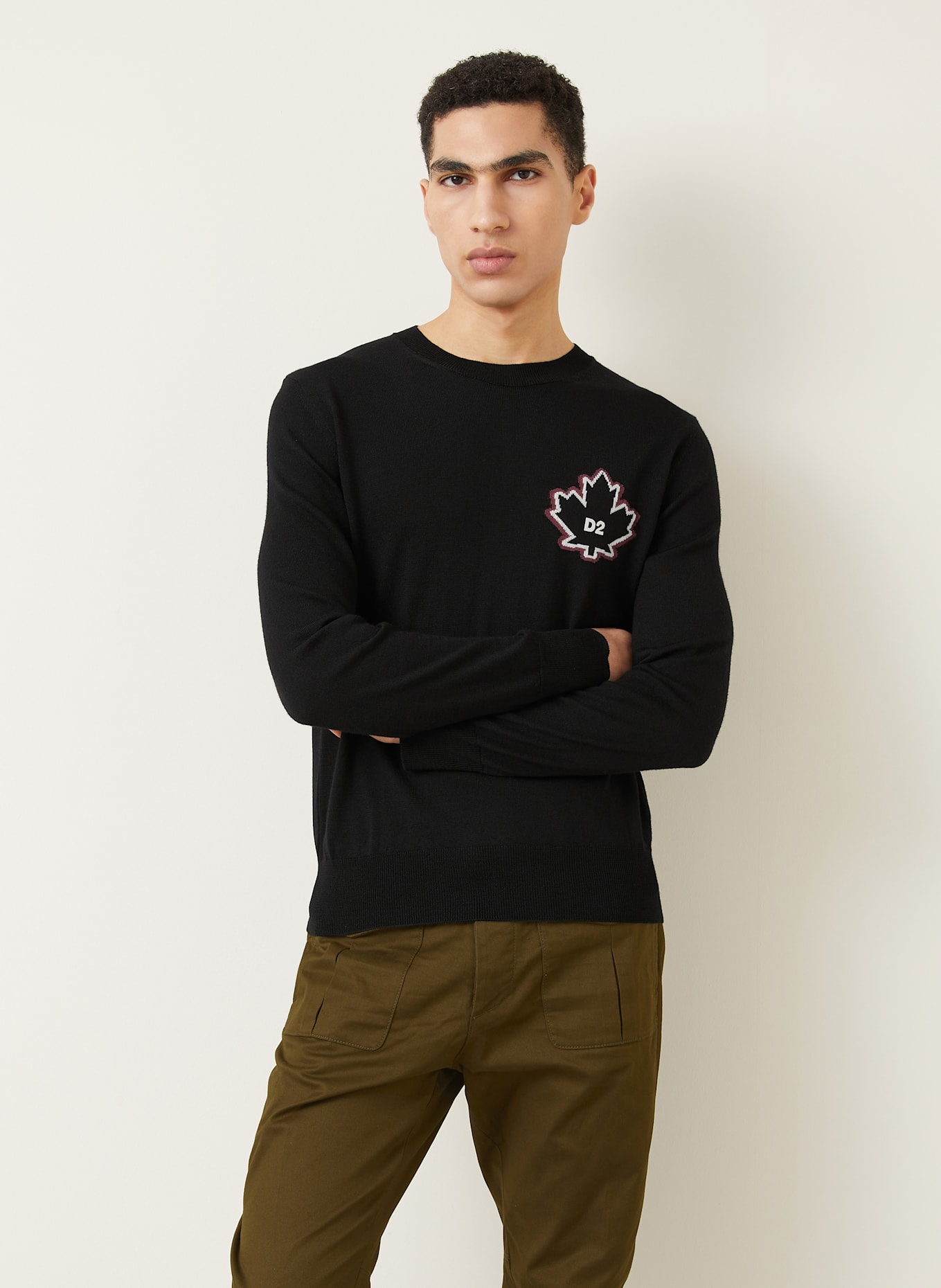 DSQUARED2 Pullover D2 LEAF: SCHWARZ