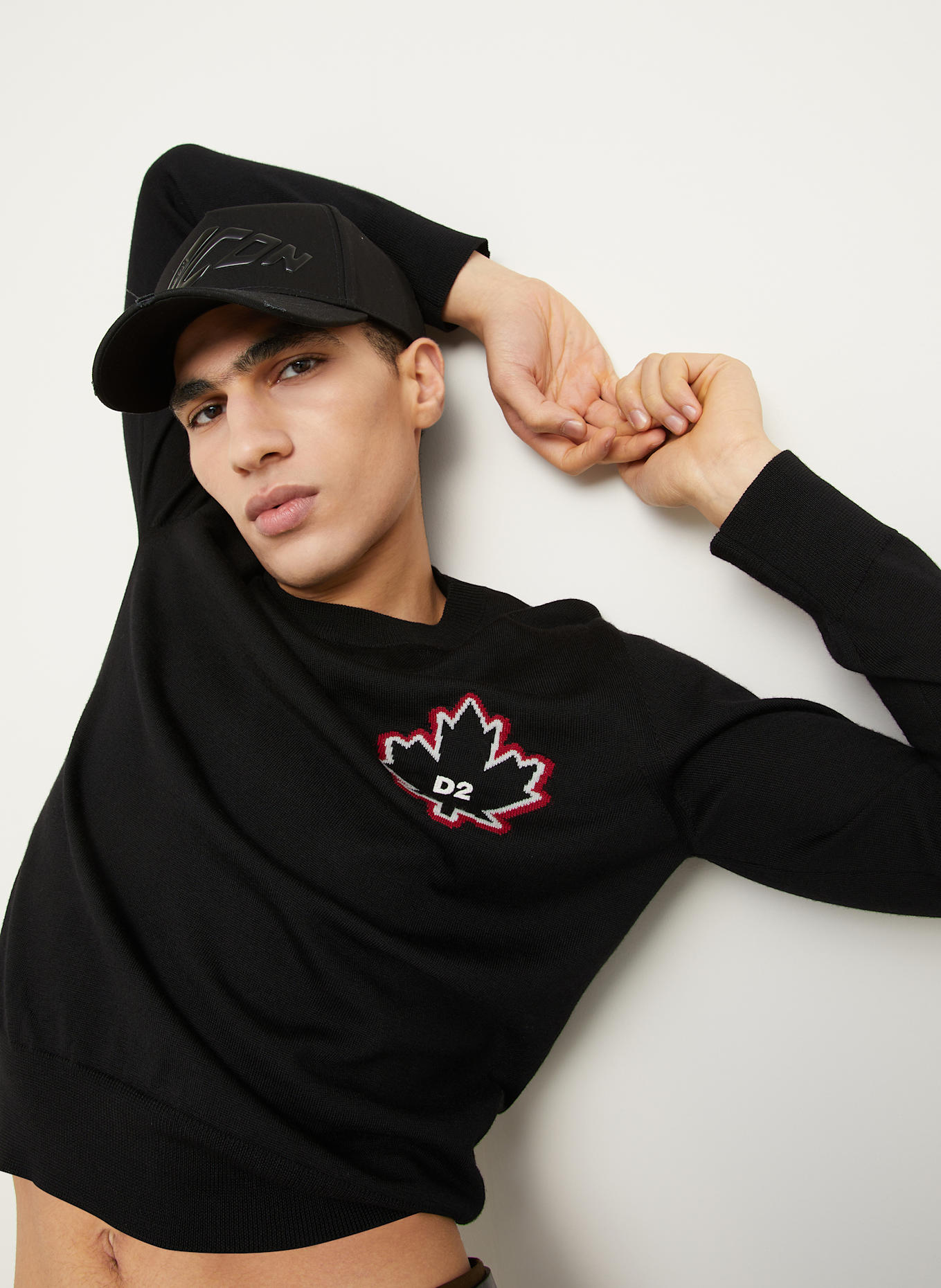 DSQUARED2 Pullover D2 LEAF: SCHWARZ