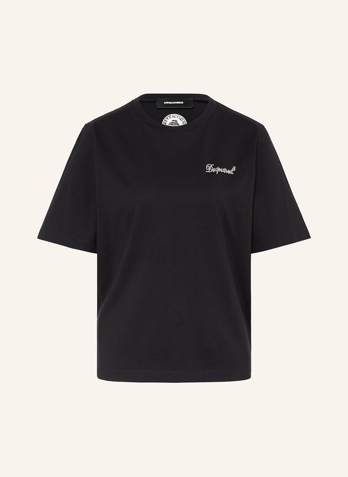 DSQUARED2 T-Shirt mit Schmucksteinen: SCHWARZ