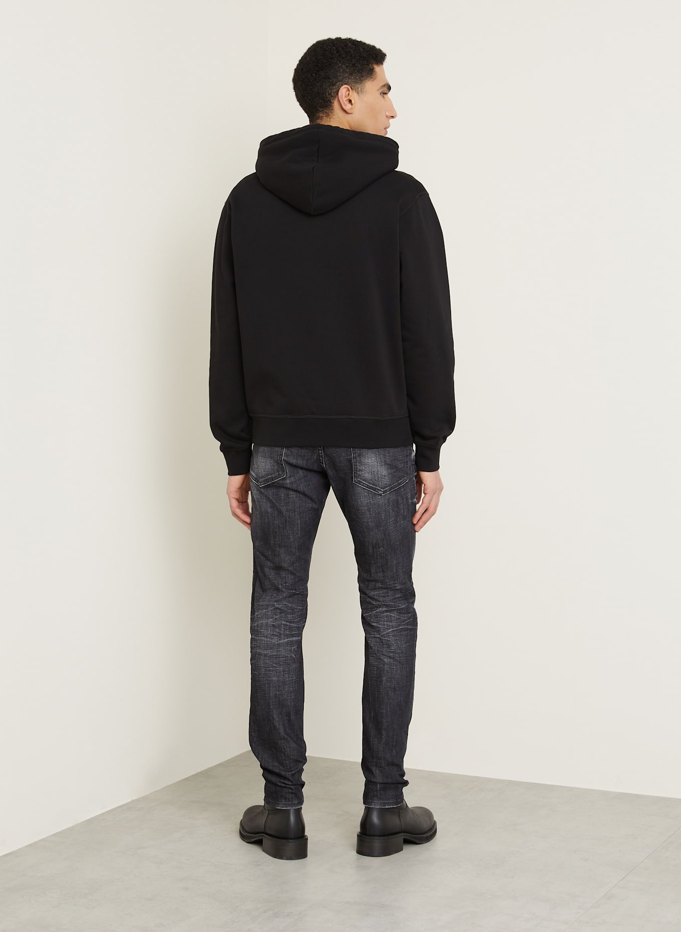 DSQUARED2 Mikina s kapucí: ČERNÁ / BÍLÁ