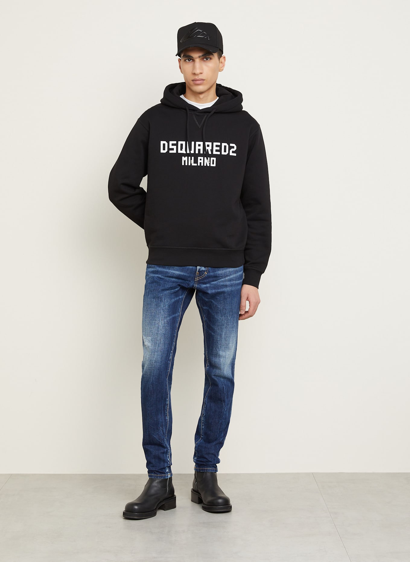 DSQUARED2 Hoodie COOL FIT: SCHWARZ/ WEISS