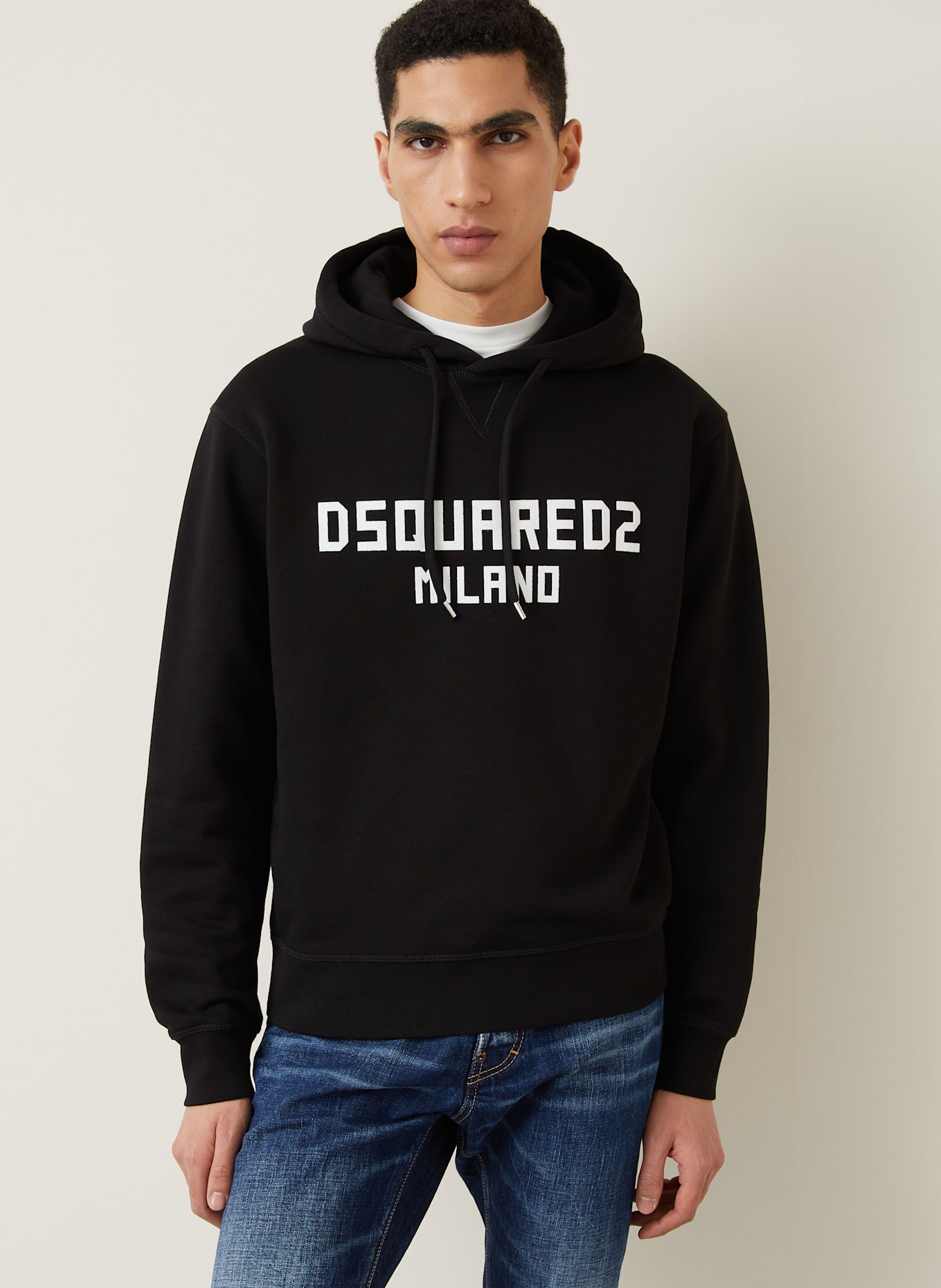 DSQUARED2 Hoodie COOL FIT: SCHWARZ/ WEISS