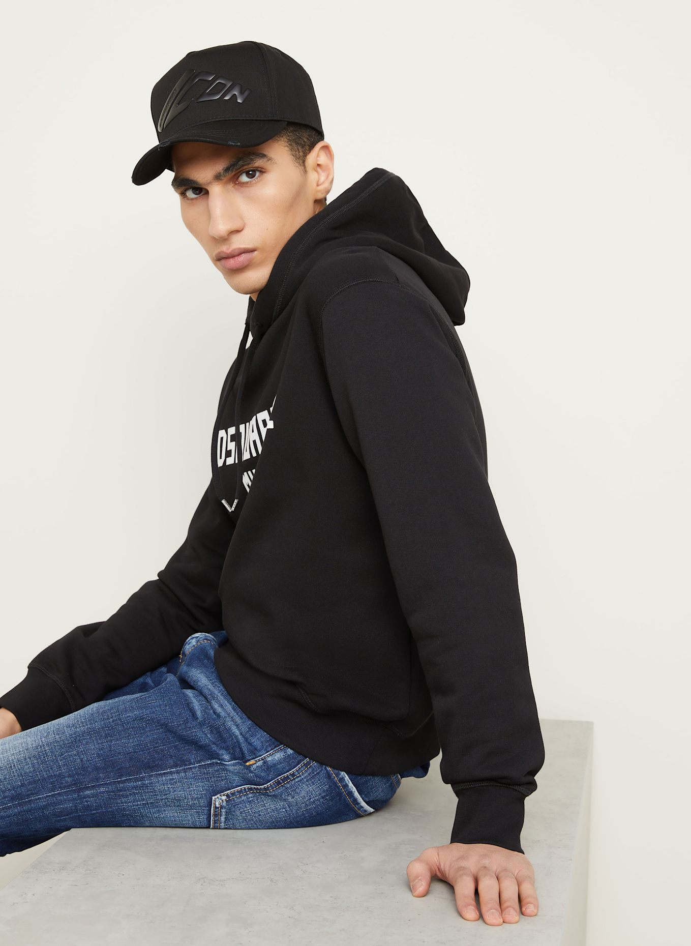 DSQUARED2 Hoodie COOL FIT: SCHWARZ/ WEISS
