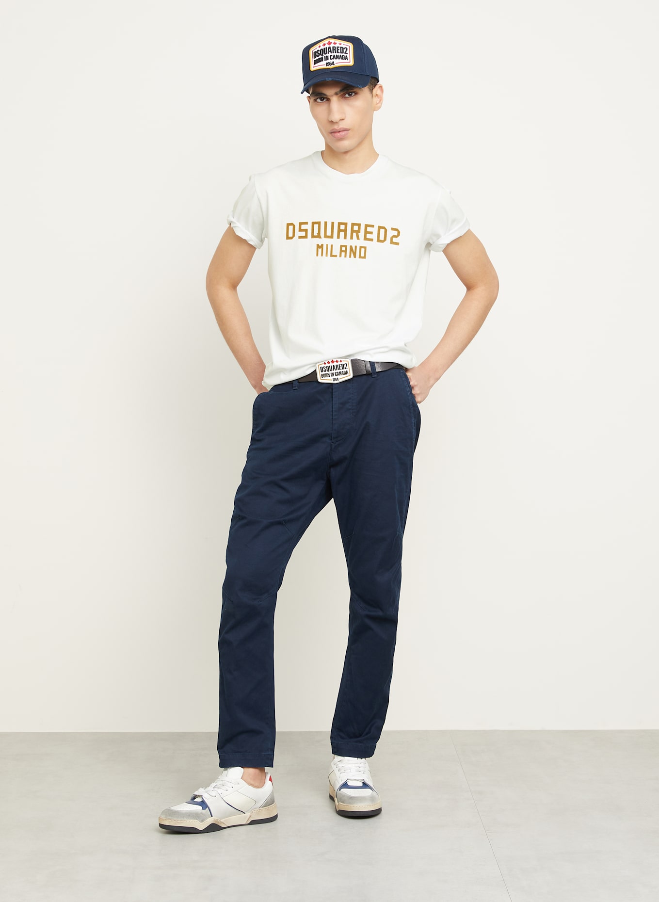 DSQUARED2 T-Shirt COOL FIT: WEISS/ DUNKELGELB