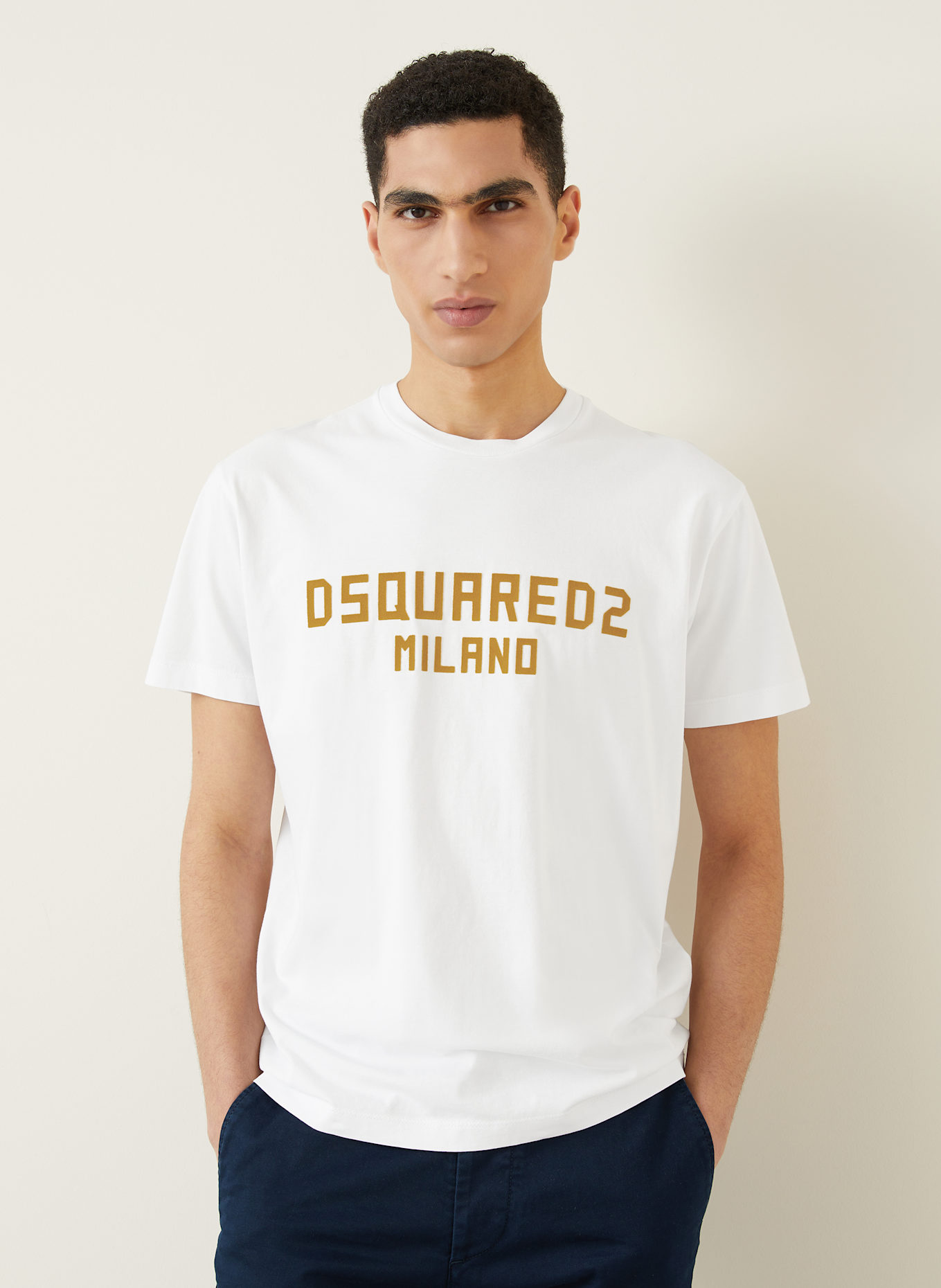 DSQUARED2 T-Shirt COOL FIT: WEISS/ DUNKELGELB
