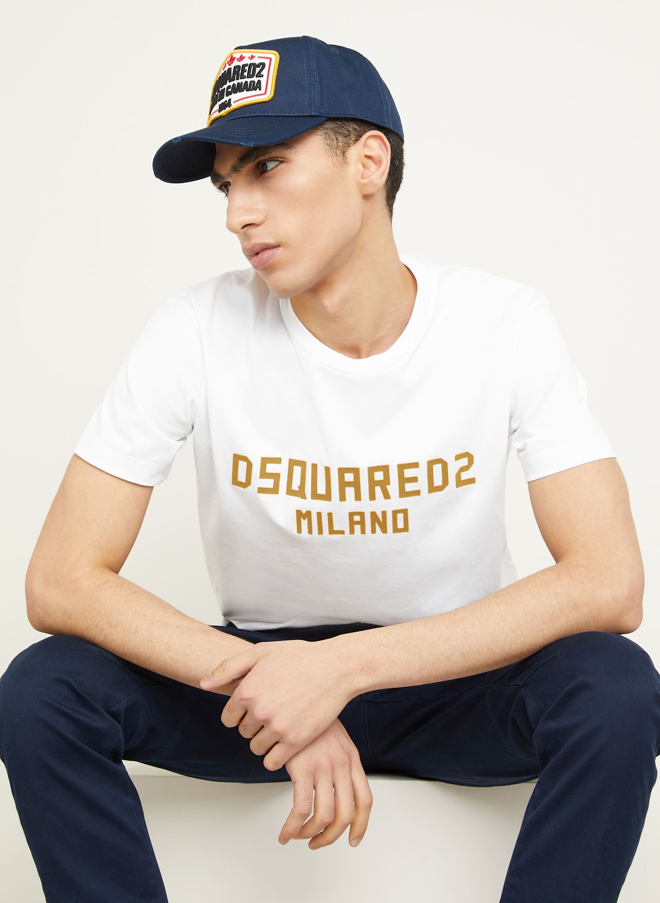 DSQUARED2 T-Shirt COOL FIT: WEISS/ DUNKELGELB