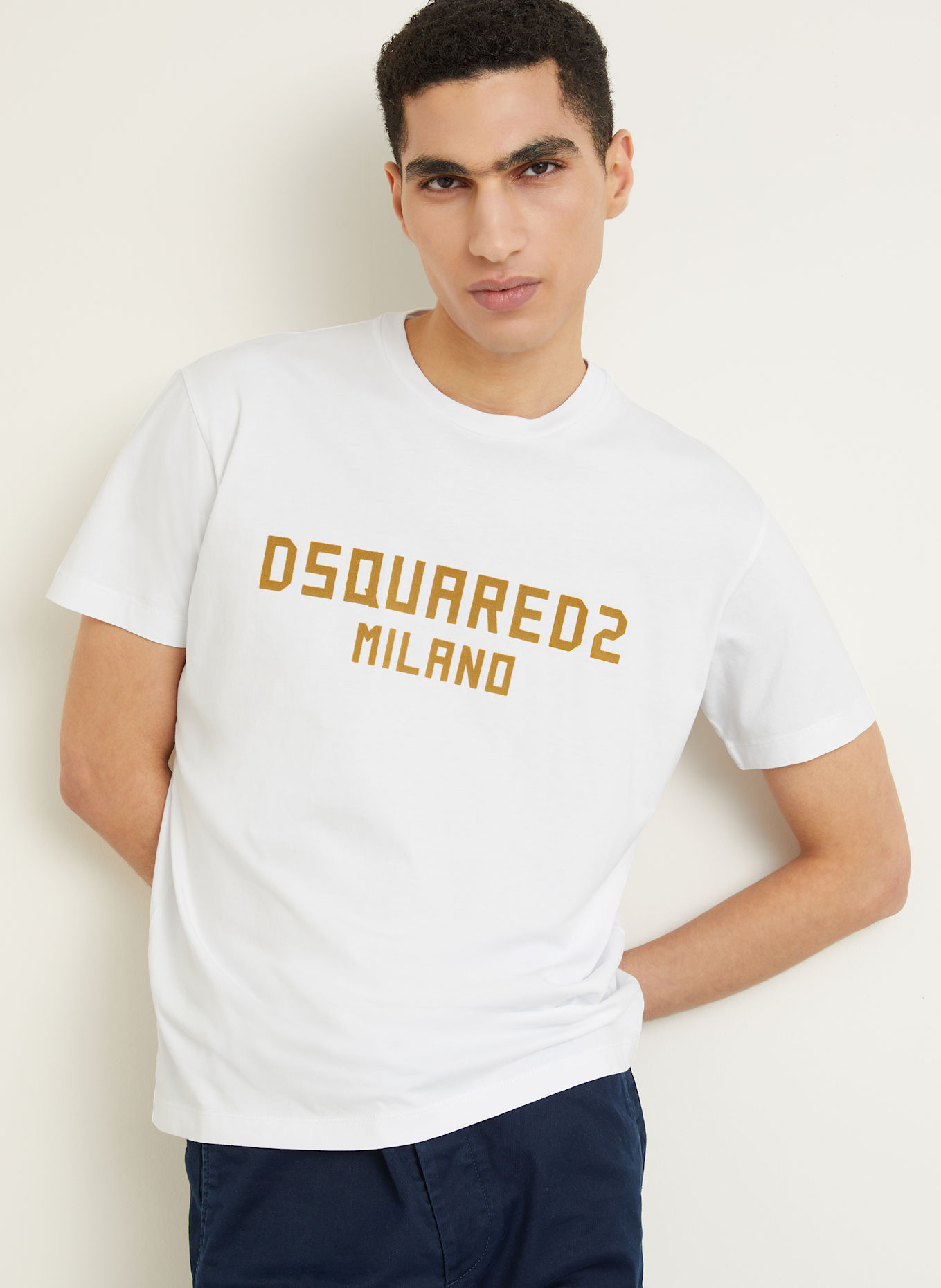 DSQUARED2 T-Shirt COOL FIT: WEISS/ DUNKELGELB
