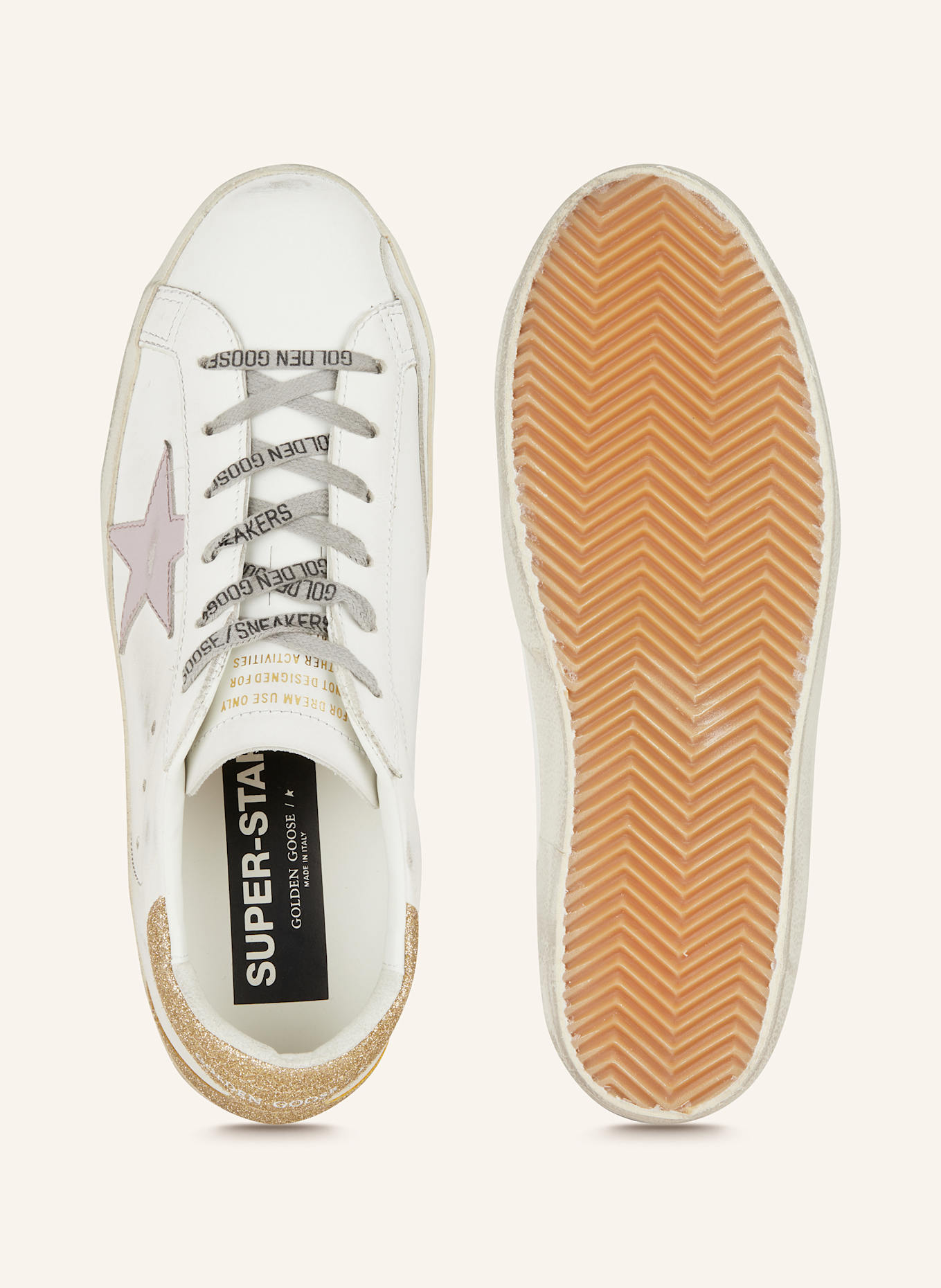 GOLDEN GOOSE Sneaker mit Schmucksteinen: WEISS / GOLD