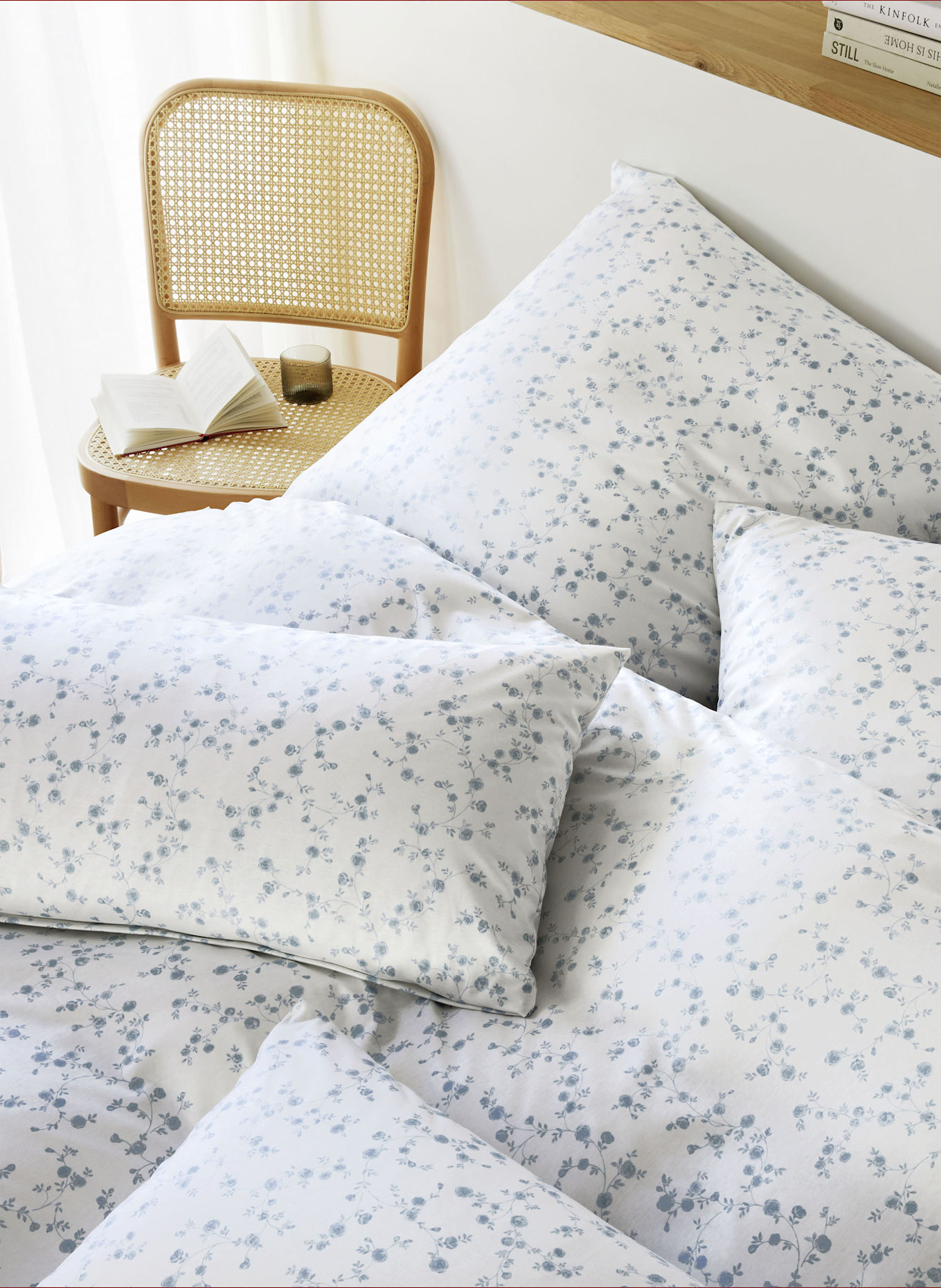 elegante Bettwäsche ENCHANTÉ: WEISS / HELLBLAU