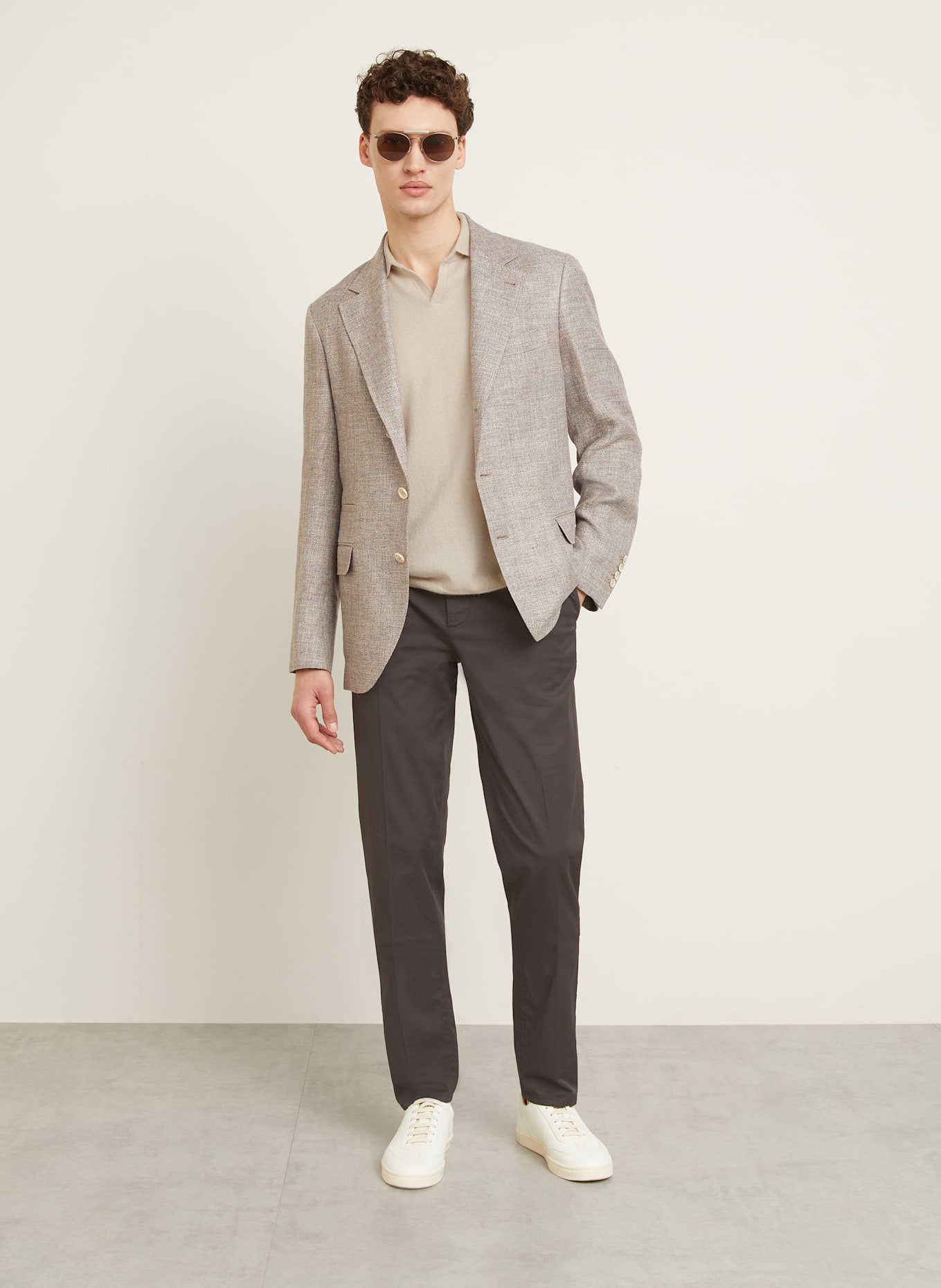 BRUNELLO CUCINELLI Suit jacket extra slim fit in light brown