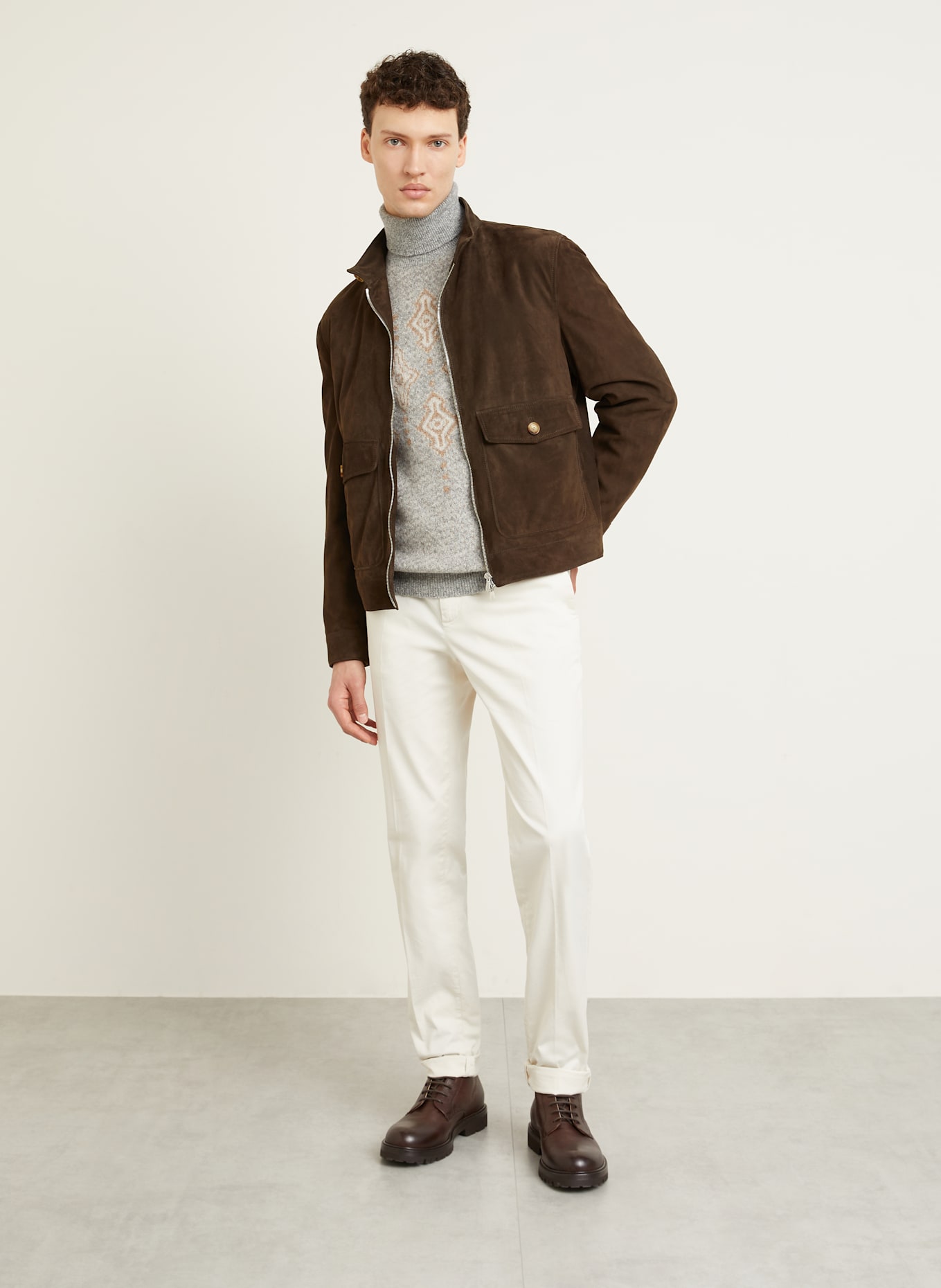 BRUNELLO CUCINELLI Leather jacket: DARK BROWN
