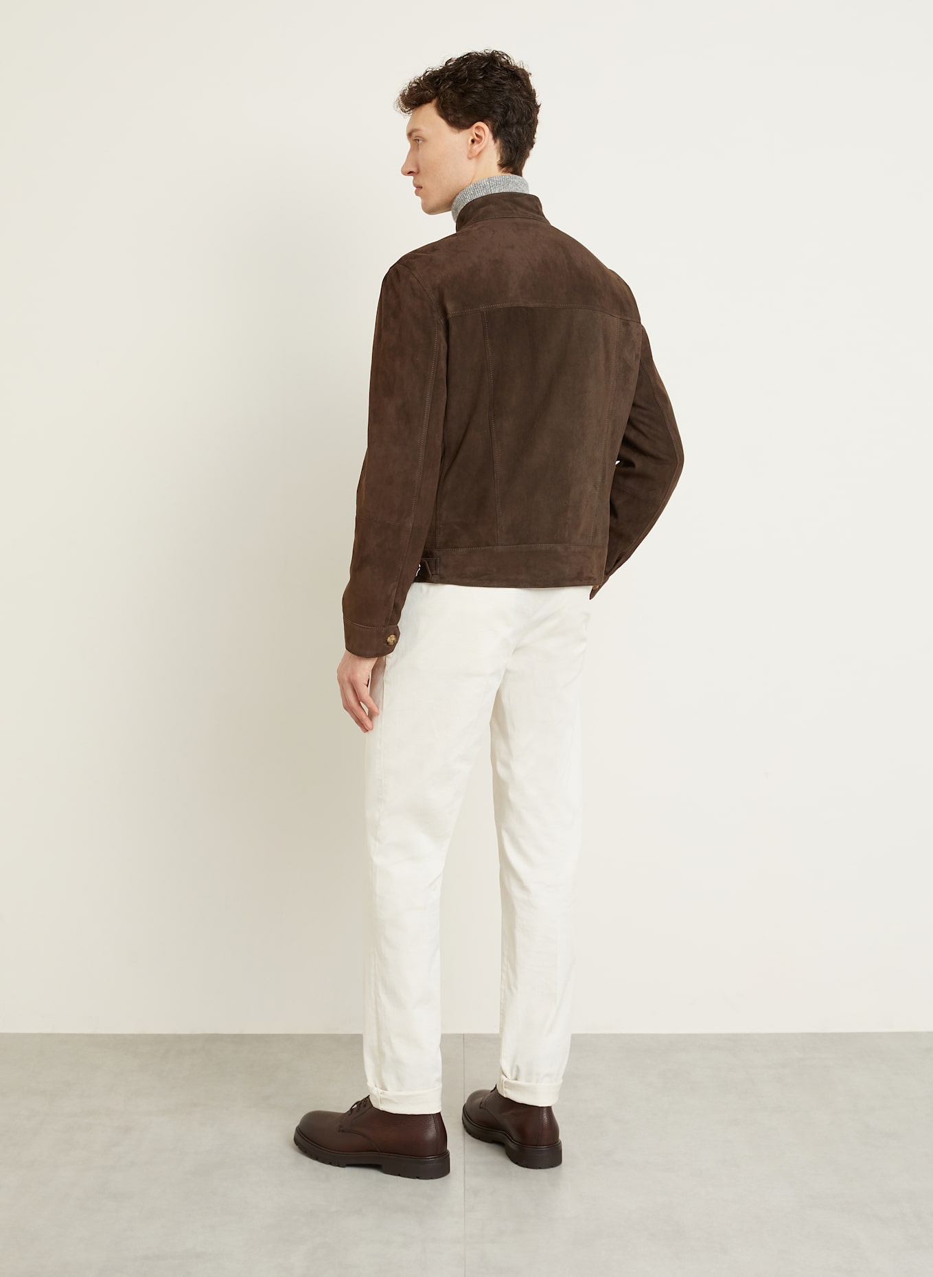 BRUNELLO CUCINELLI Leather jacket: DARK BROWN