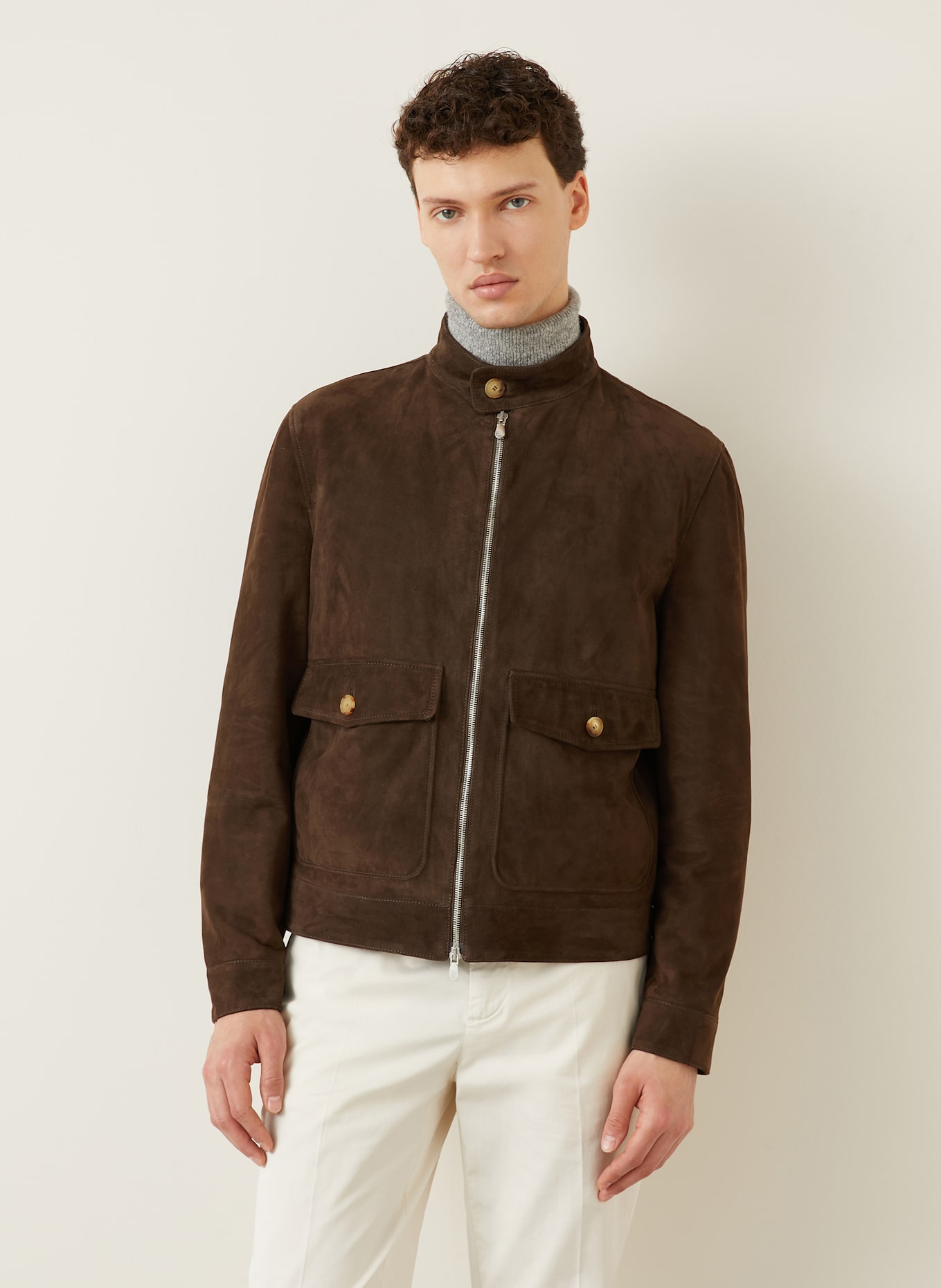BRUNELLO CUCINELLI Leather jacket: DARK BROWN
