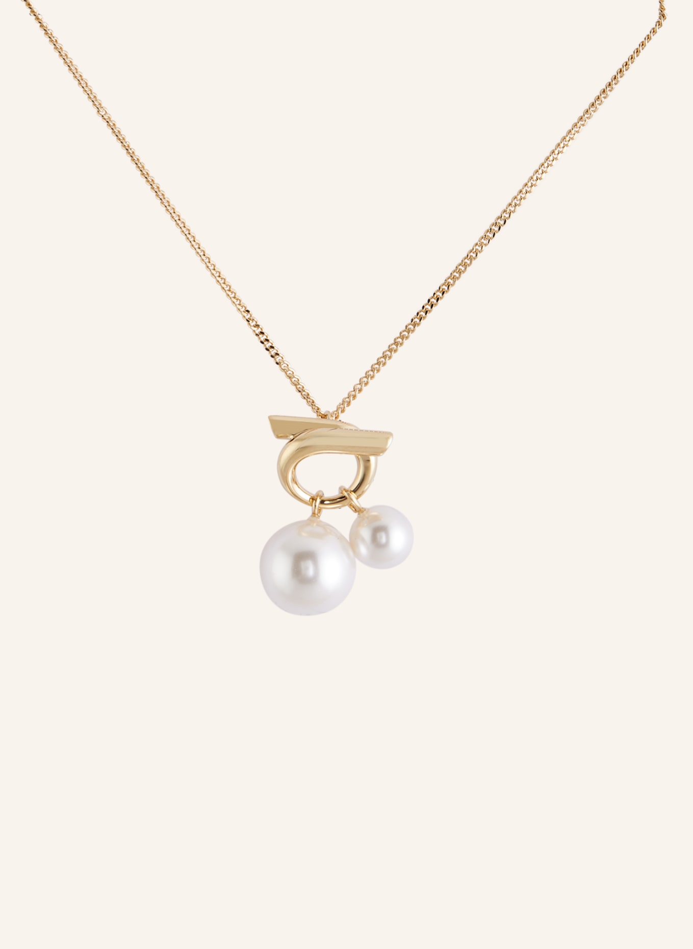 FERRAGAMO Halskette GANWAVPE: GOLD / WEISS