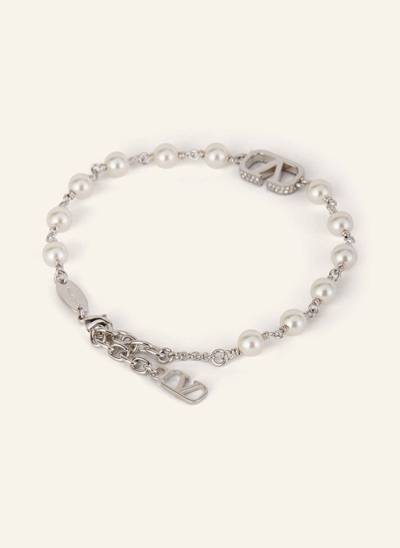 VALENTINO GARAVANI Armband VLOGO SIGNATURE PEARL mit Swarovski®-Kristallen: SILBER / WEISS