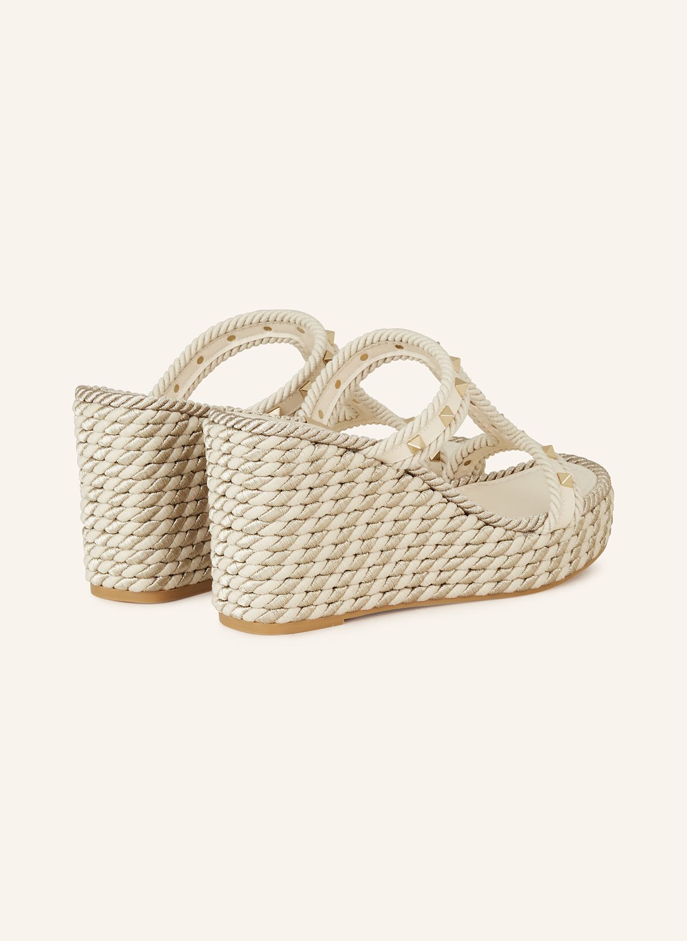VALENTINO GARAVANI Plateau-Wedges ROCKSTUD mit Nieten: CREME