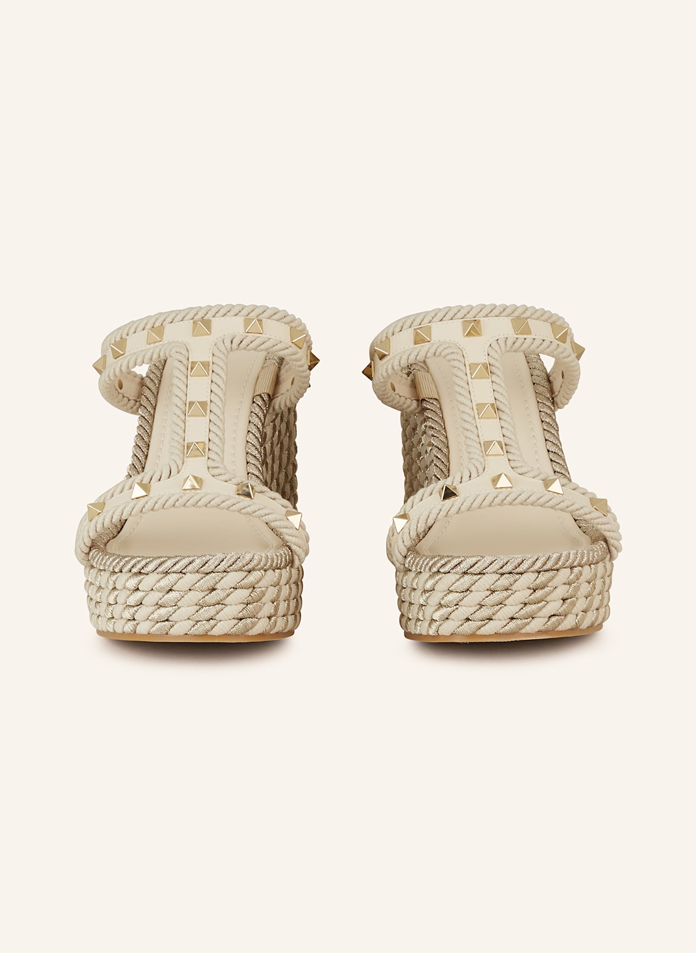 VALENTINO GARAVANI Plateau-Wedges ROCKSTUD mit Nieten: CREME