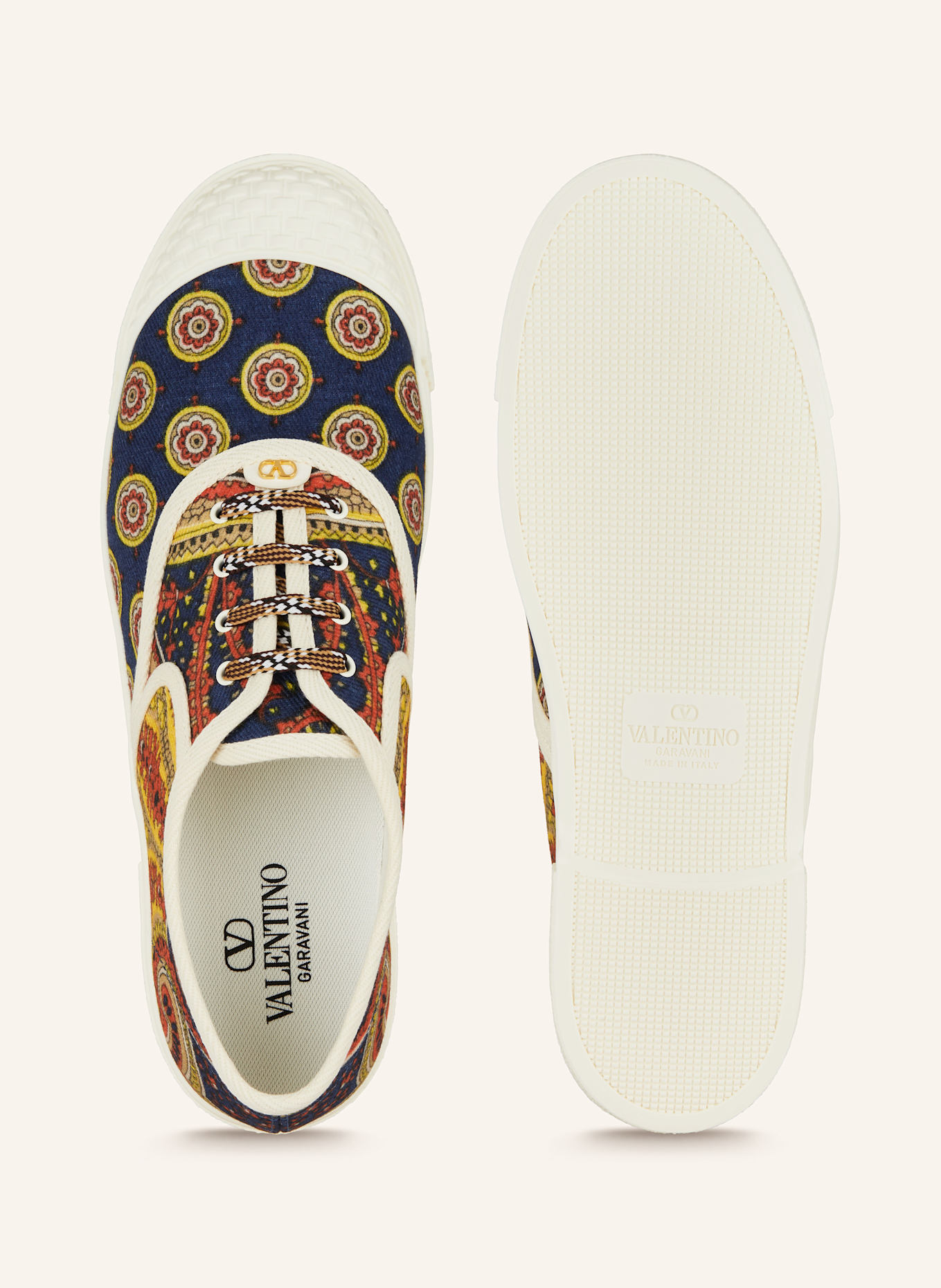 VALENTINO GARAVANI Sneaker: DUNKELBLAU/ DUNKELGELB/ ECRU