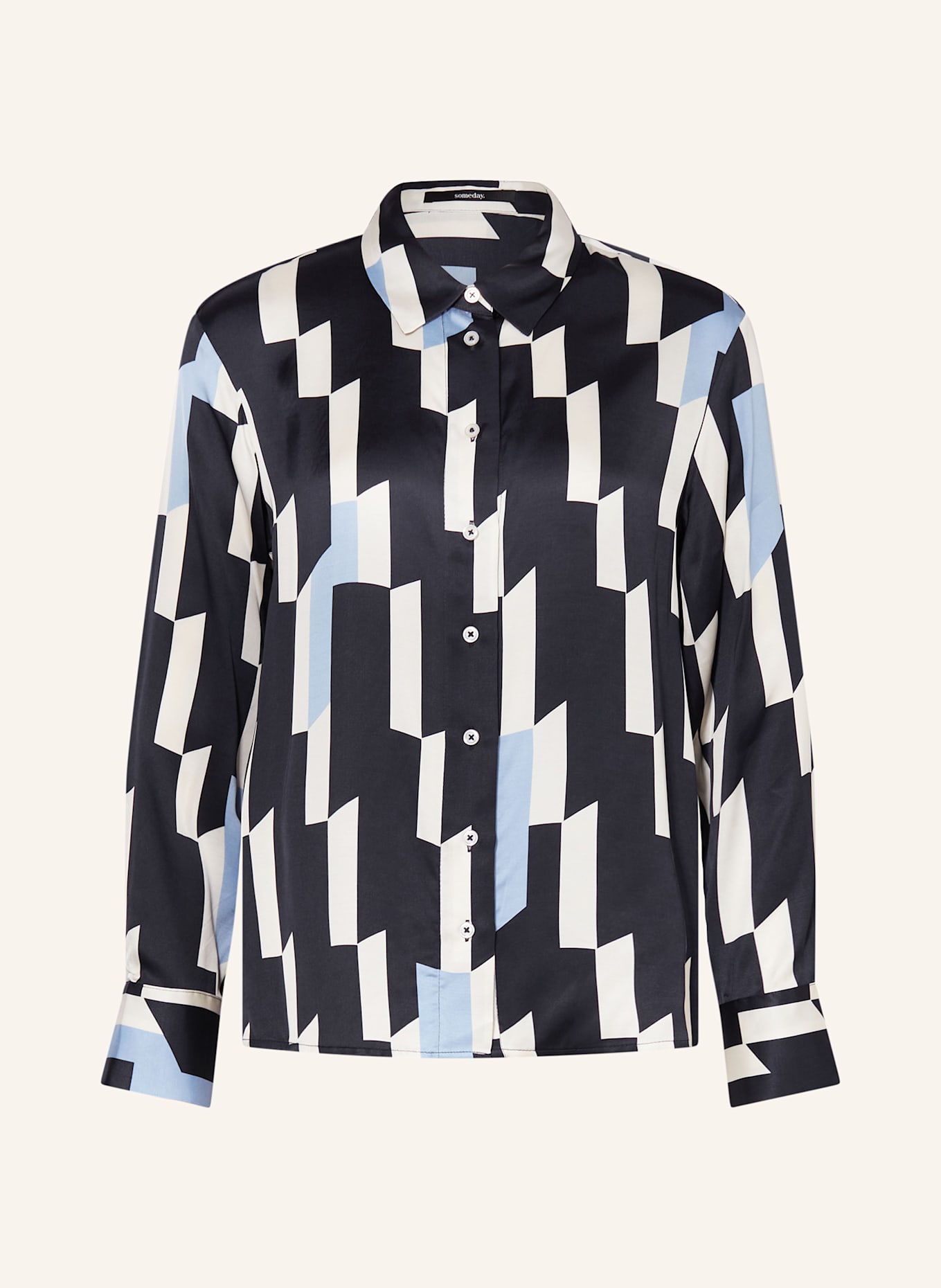 someday Hemdbluse ZINNOVA aus Satin: DUNKELBLAU / HELLBLAU / CREME