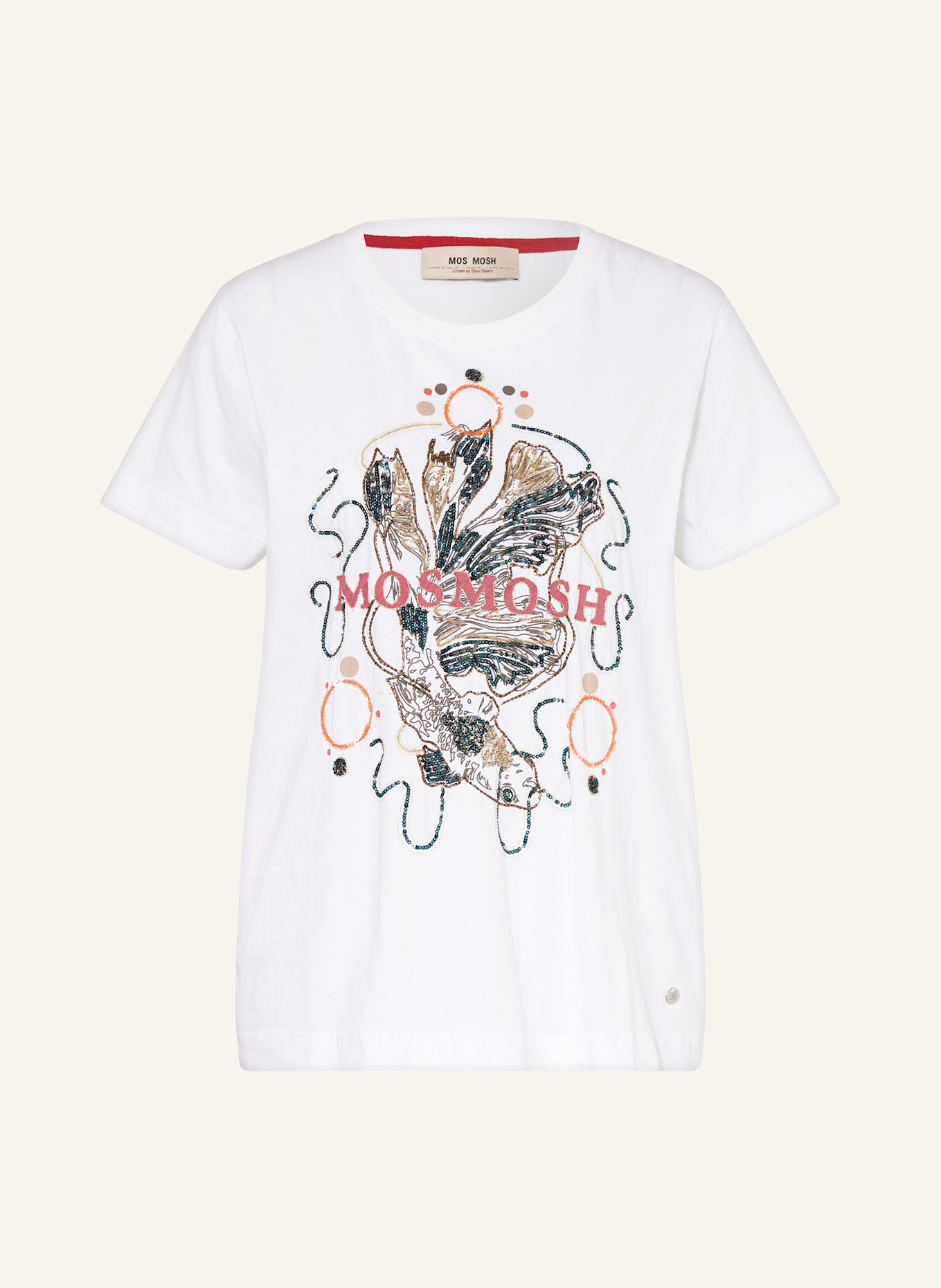 MOS MOSH T-Shirt MMHALLIN mit Pailletten: WEISS