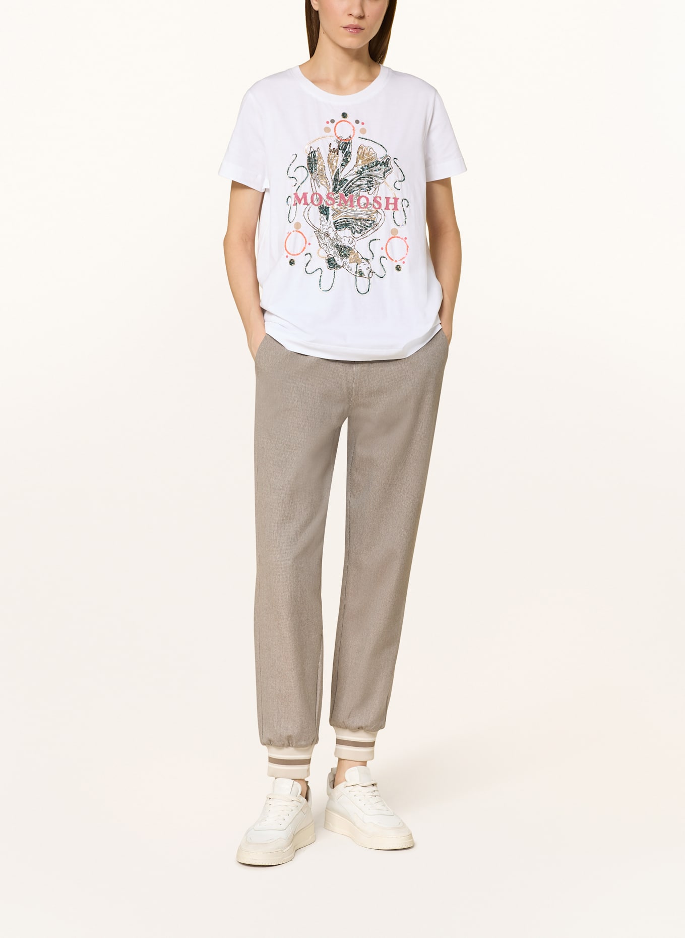 MOS MOSH T-Shirt MMHALLIN mit Pailletten: WEISS