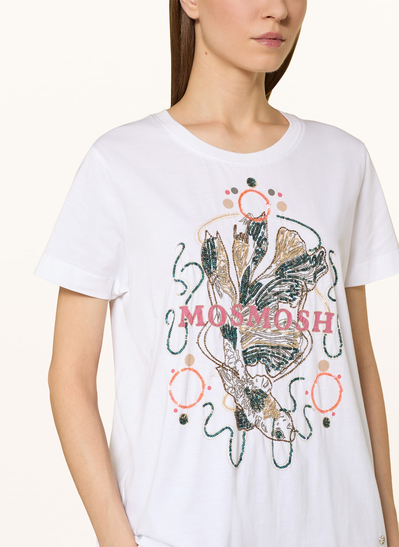 MOS MOSH T-Shirt MMHALLIN mit Pailletten: WEISS