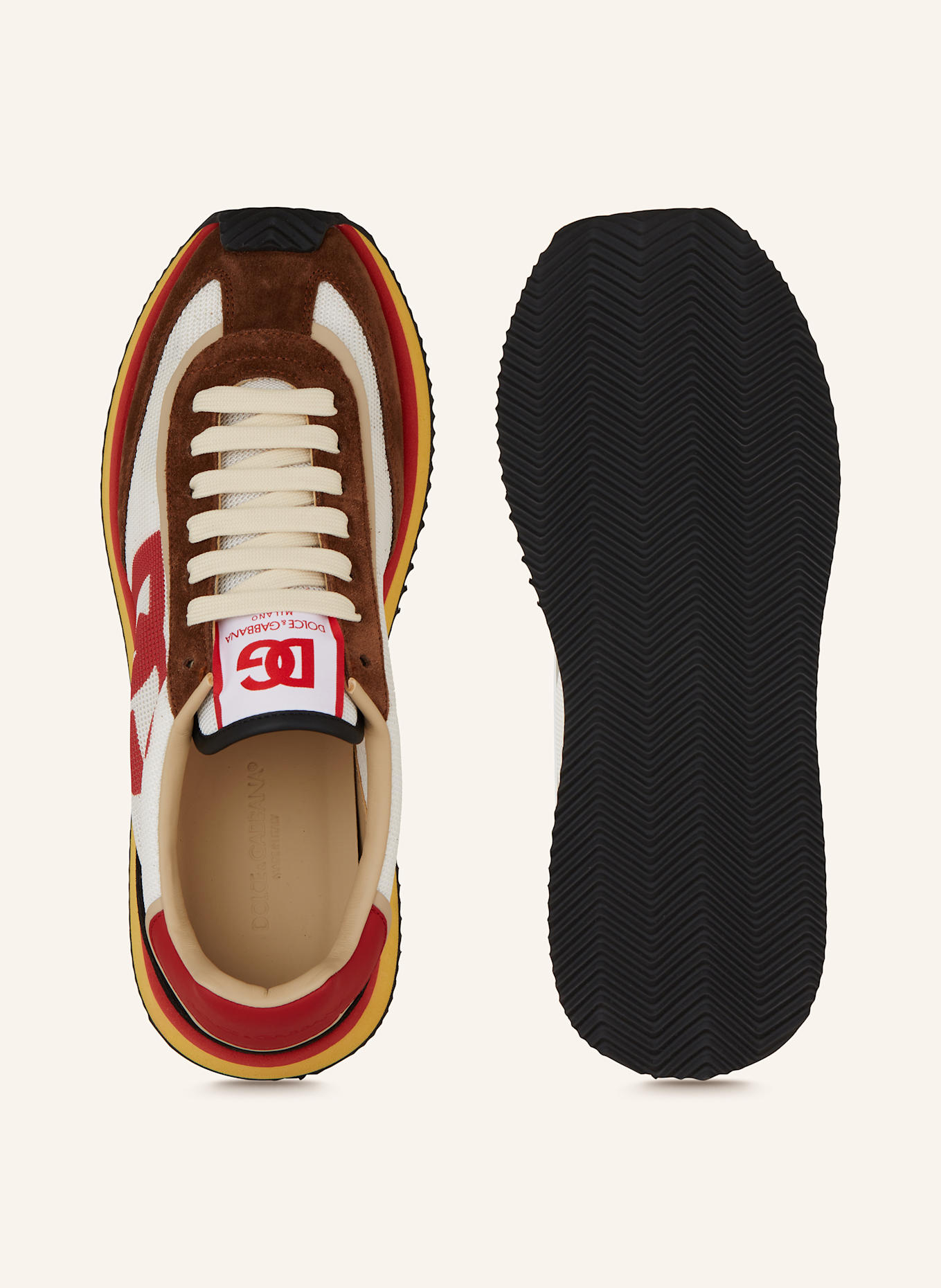DOLCE & GABBANA Sneakers BASSA DRAGON in white/ brown/ red