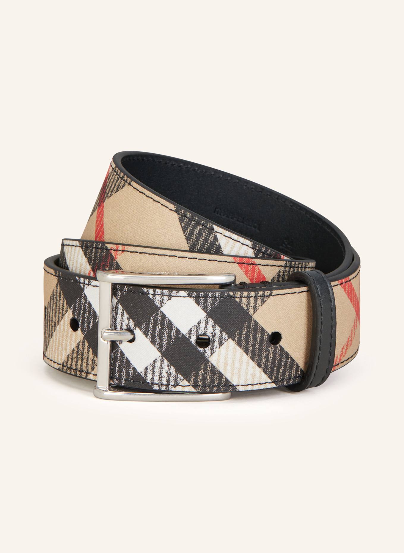 BURBERRY Ledergürtel SHIELD, Farbe: BEIGE/ SCHWARZ/ ROT (Bild 1)
