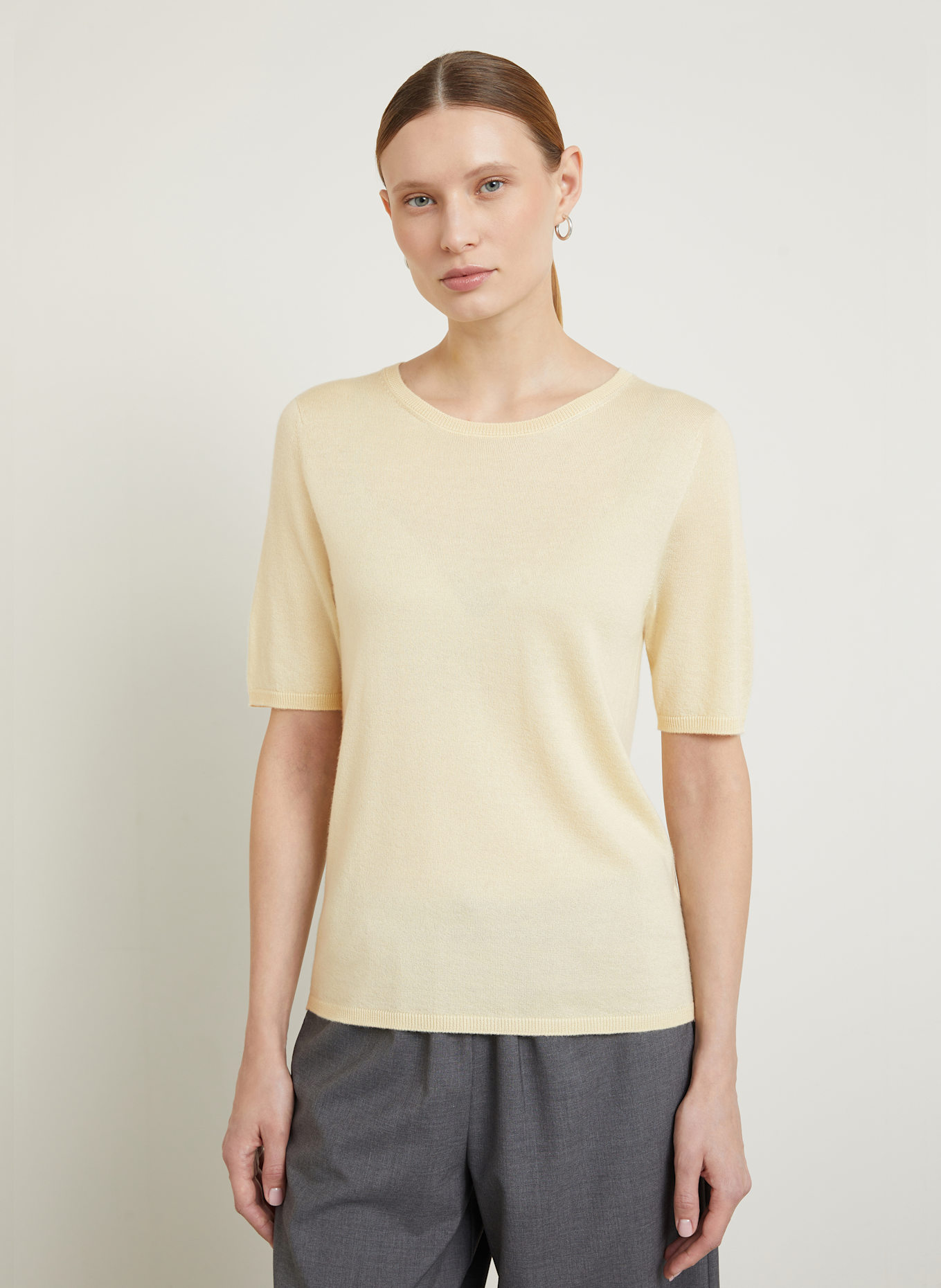 IRIS von ARNIM Koszulka dzianinowa z kaszmiru z dodatkiem jedwabiu: ECRU