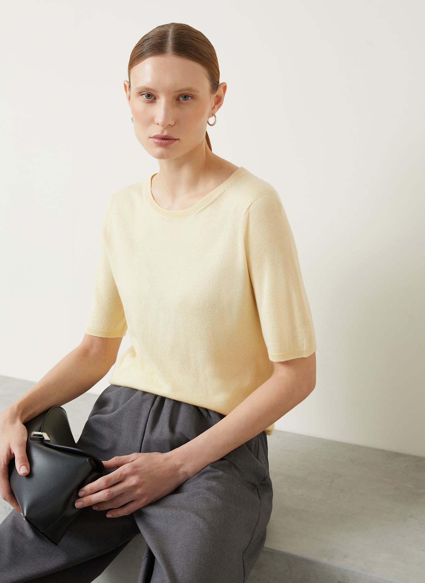 IRIS von ARNIM Koszulka dzianinowa z kaszmiru z dodatkiem jedwabiu: ECRU