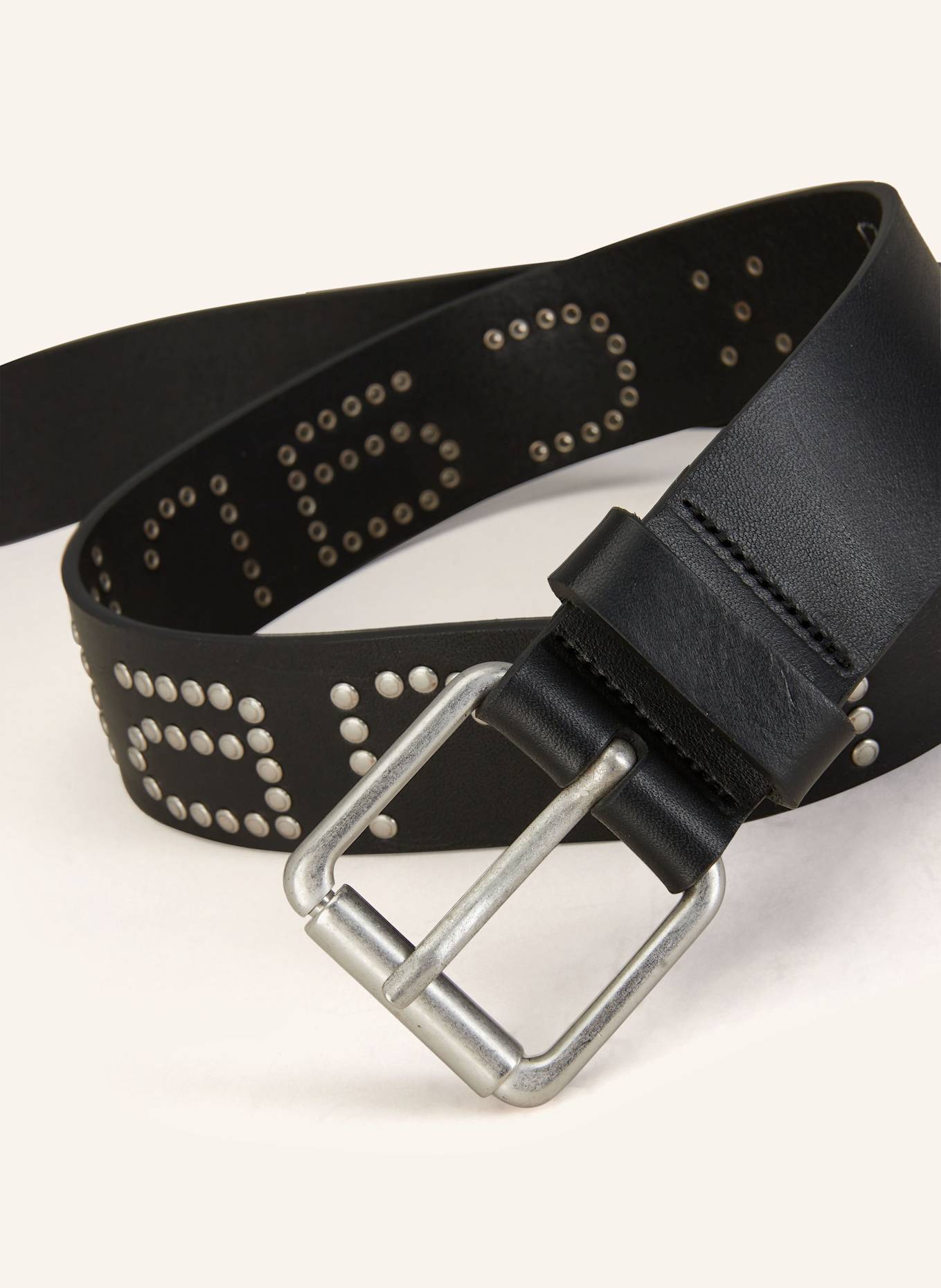carhartt WIP Leather belt with rivets: BLACK / SILVER