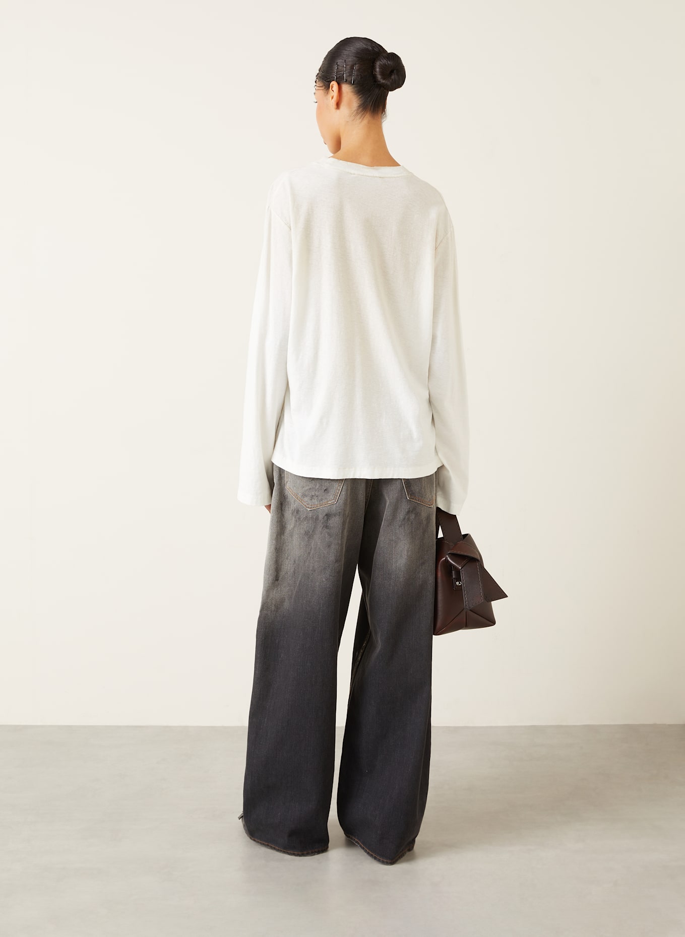 Acne Studios Long sleeve shirt: ECRU / DARK GRAY