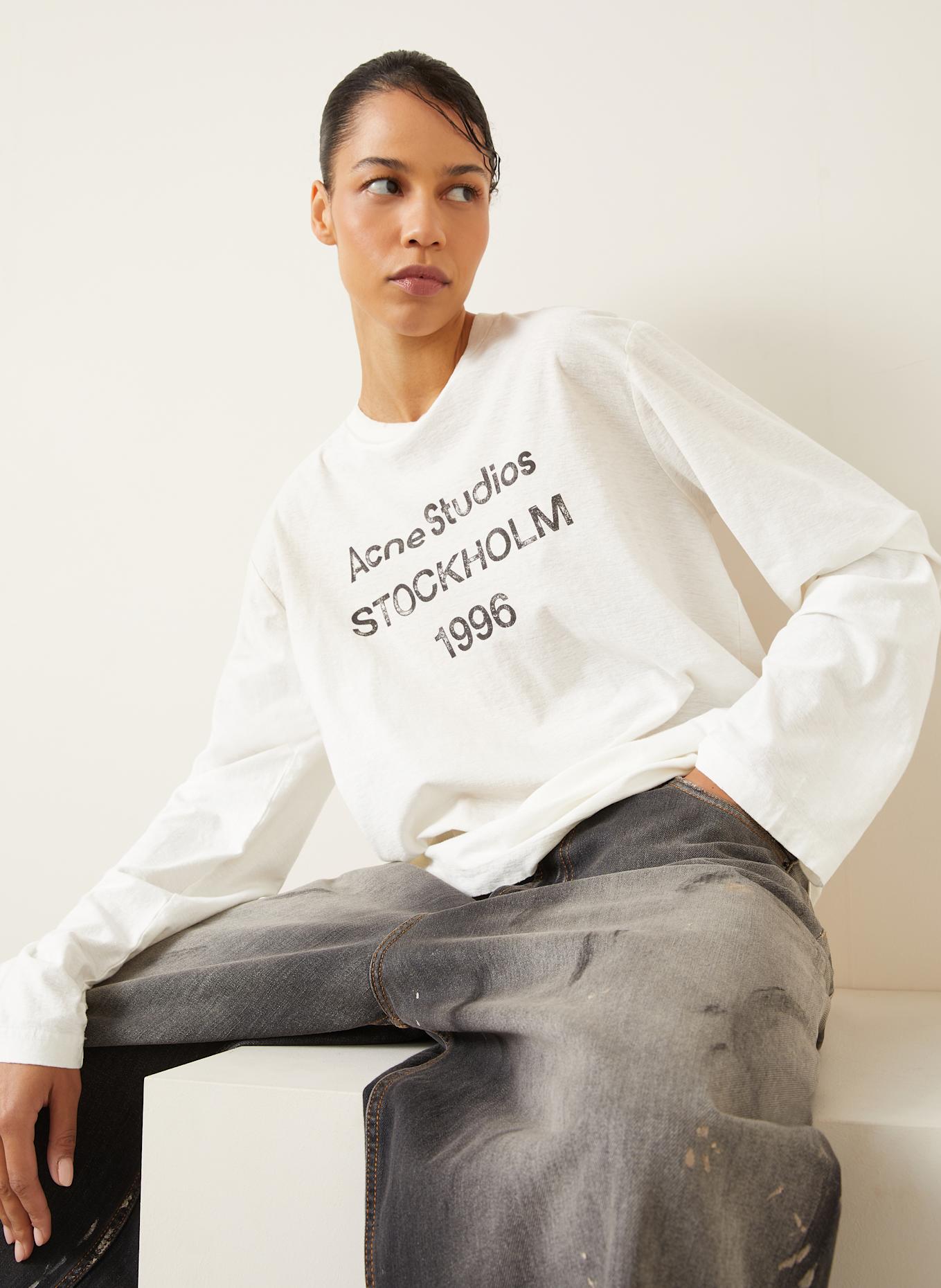 Acne Studios Long sleeve shirt in ecru/ dark gray