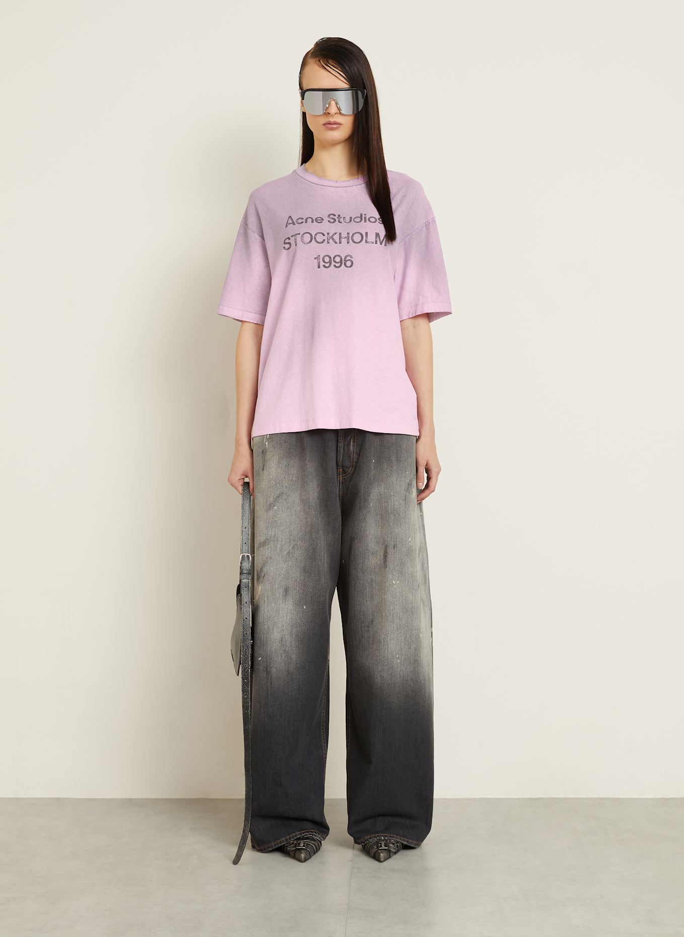 Acne Studios T-shirt: MOCNORÓŻOWY / CZIEMNOSZARY