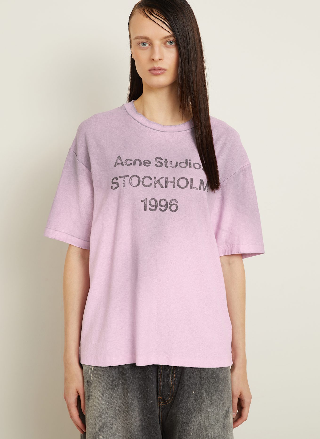 Acne Studios T-shirt: MOCNORÓŻOWY / CZIEMNOSZARY