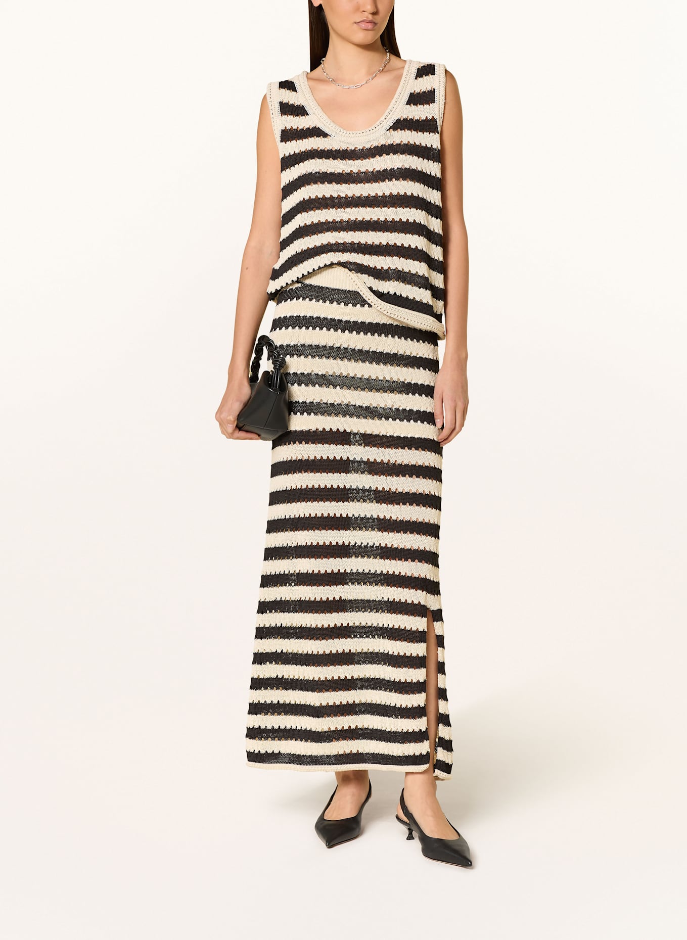 ICHI Knit skirt IHBIRDIS: BLACK / CREAM