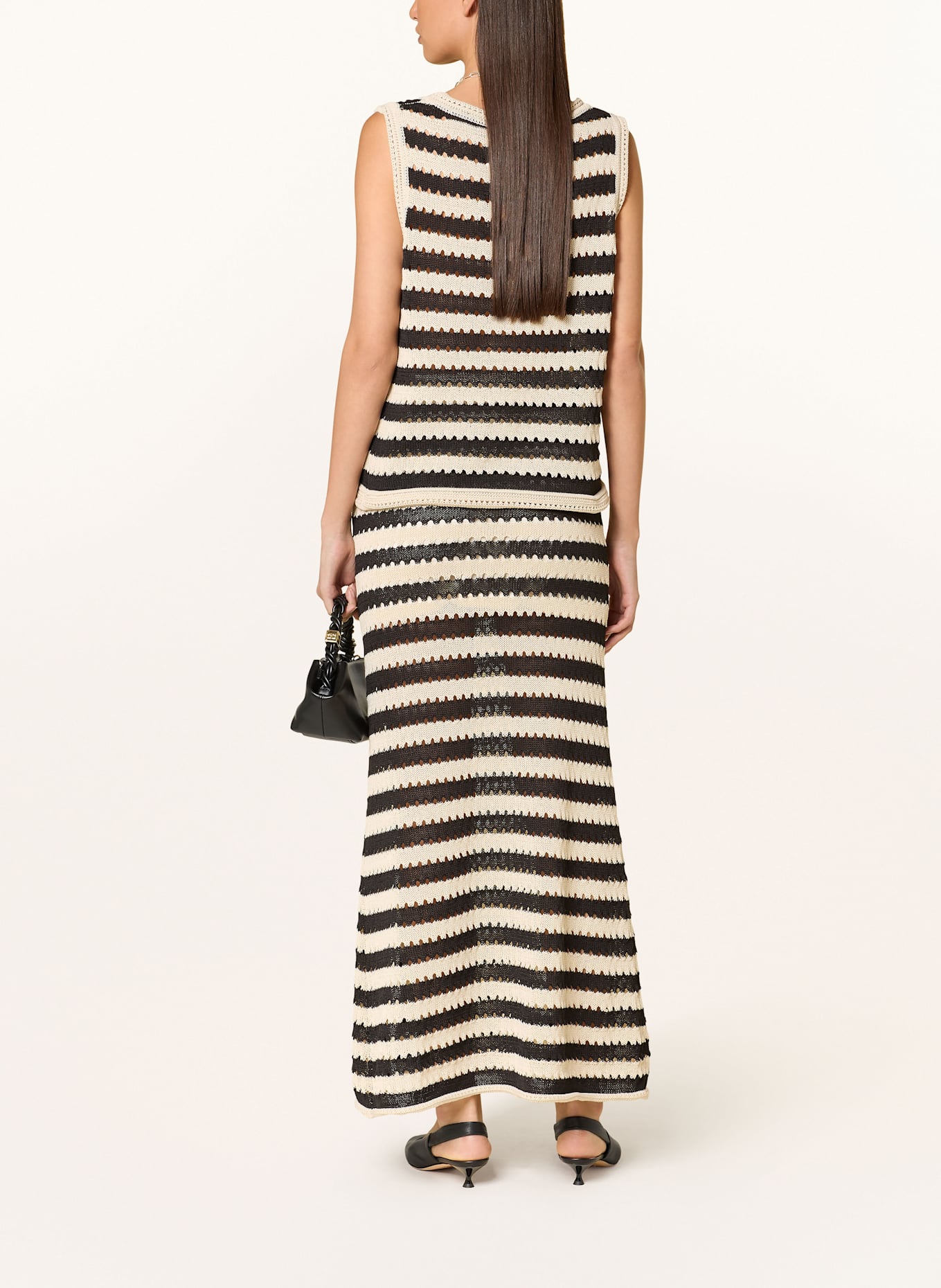 ICHI Knit skirt IHBIRDIS: BLACK / CREAM