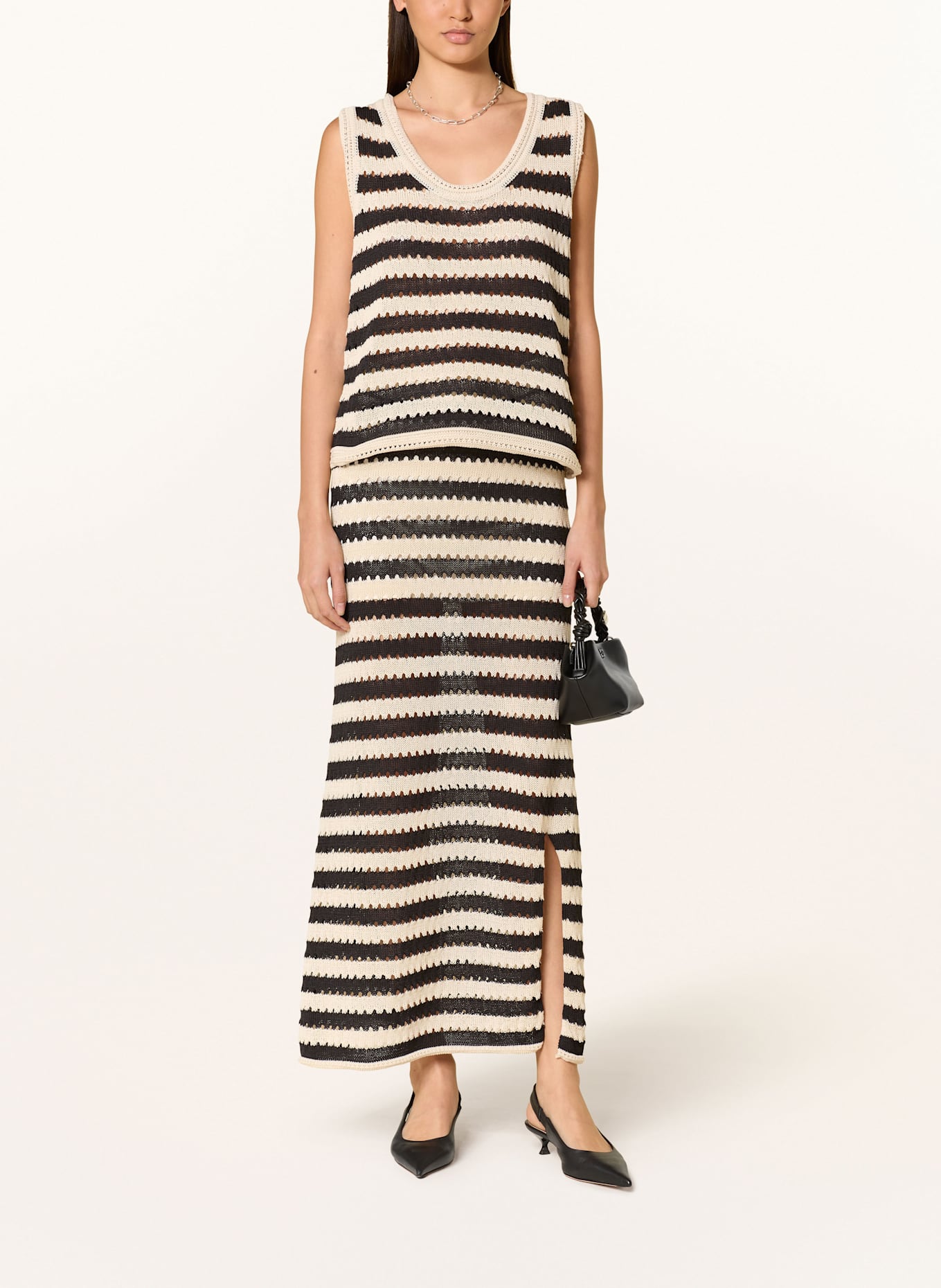 ICHI Stricktop IHBIRDIS: SCHWARZ / BEIGE