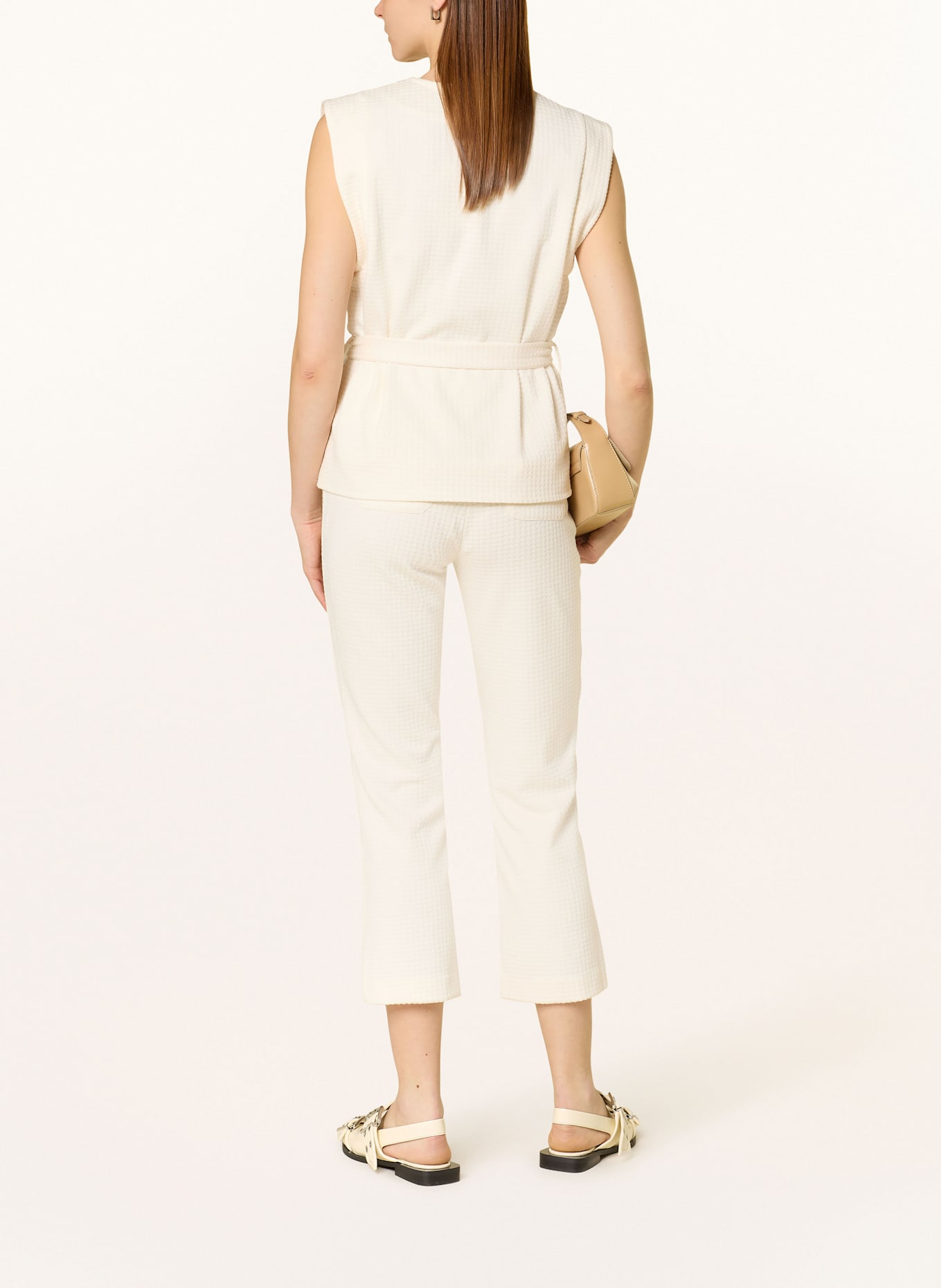 ICHI Spodnie 7/8 IHKATE z dżerseju: ECRU